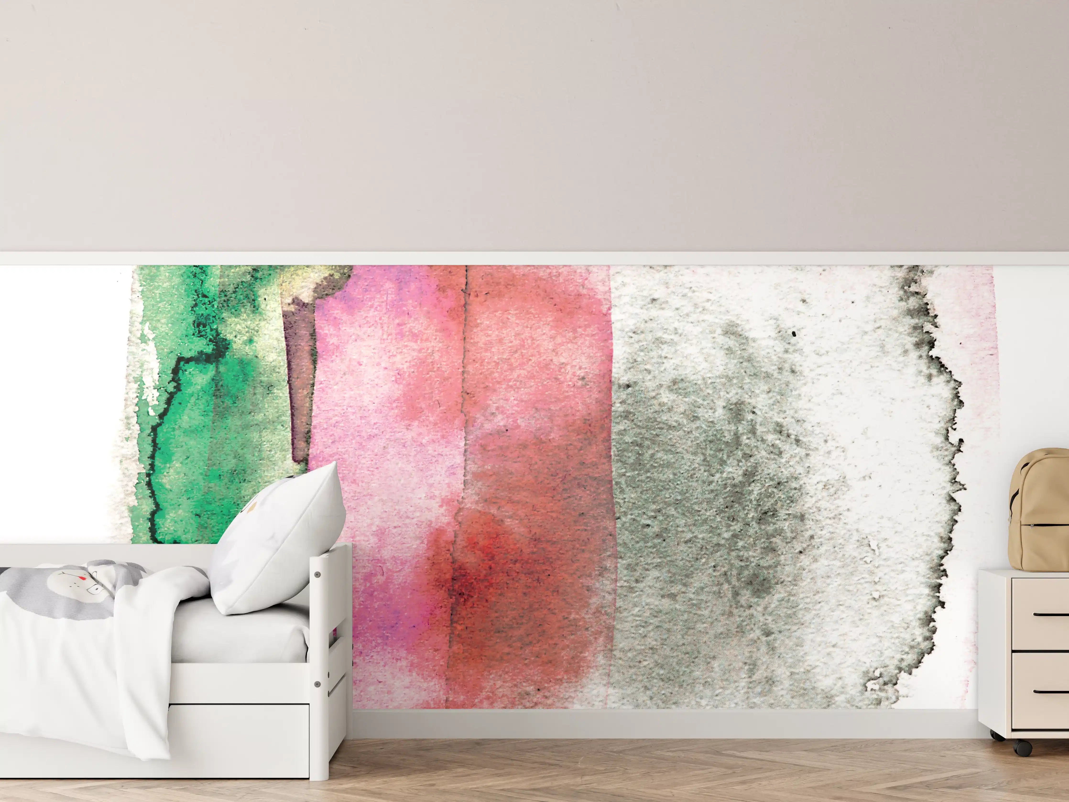 Kinderzimmer Wandgestaltung - Abstrakte Aquarellfarben-Komposition