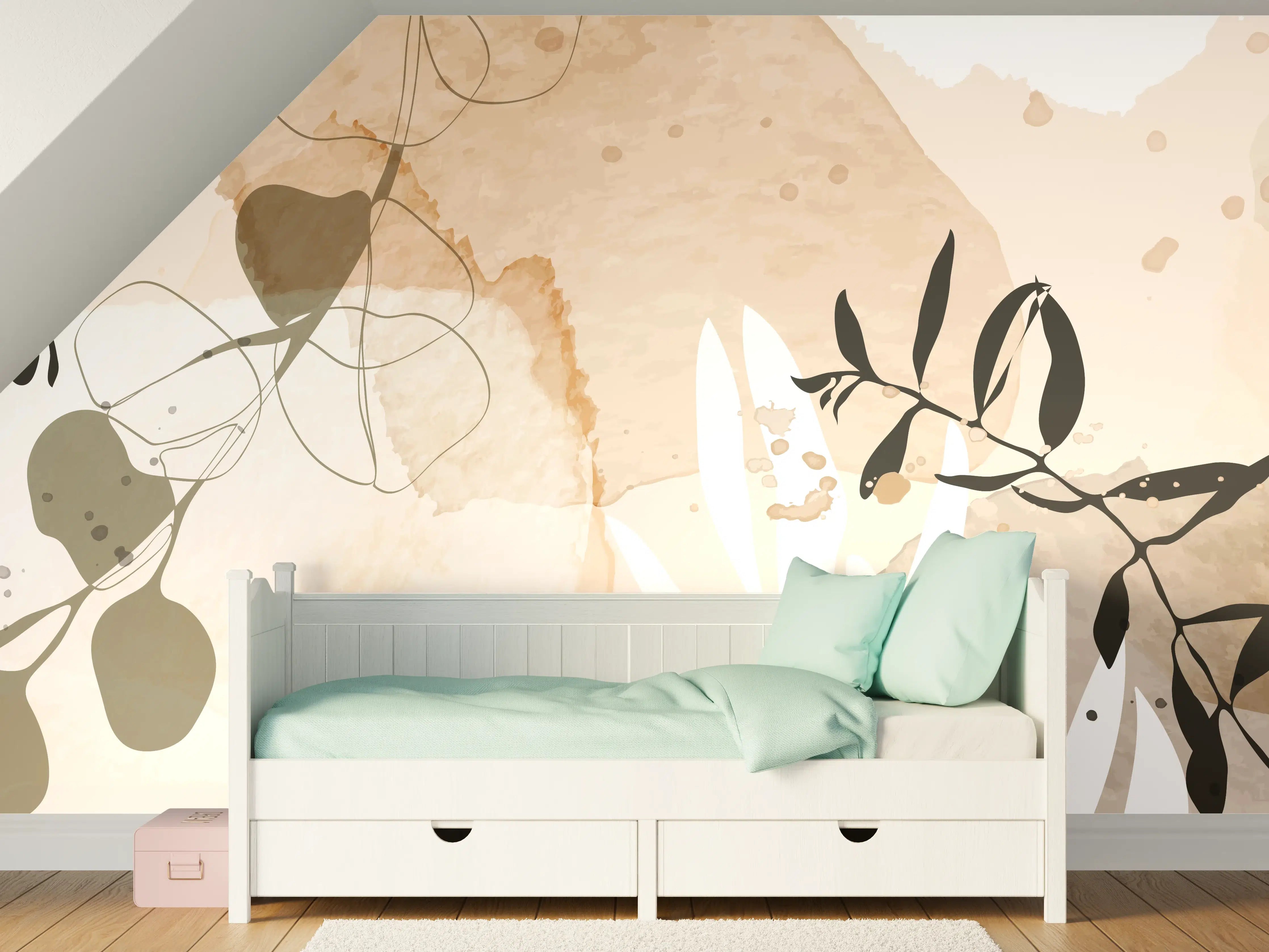 Kinderzimmer Wandgestaltung - Abstrakte Beige-Töne Kunst