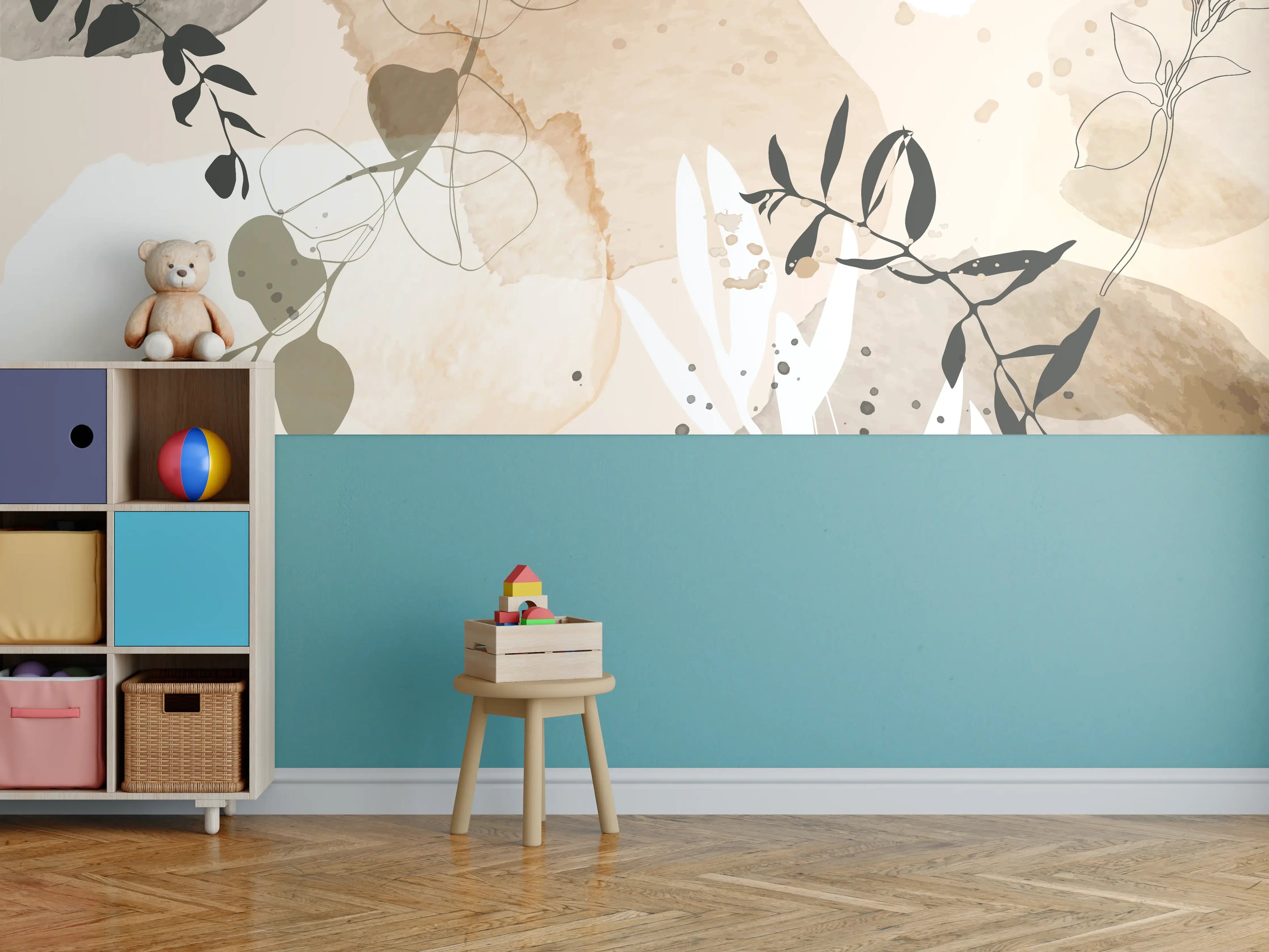 Kinderzimmer Wandgestaltung - Abstrakte Beige-Töne Kunst