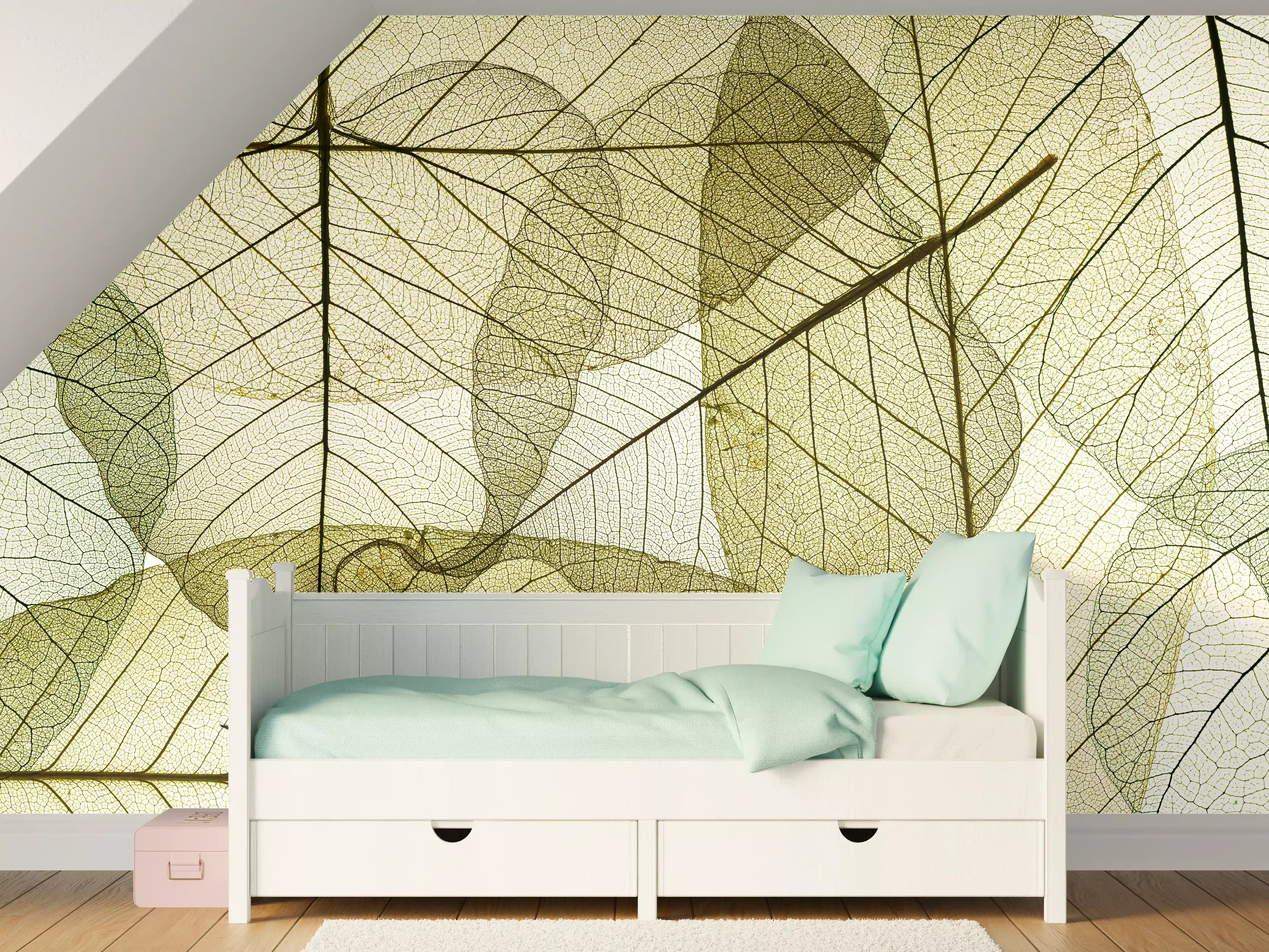 Kinderzimmer Wandgestaltung - Abstrakte Blattstrukturen Beige
