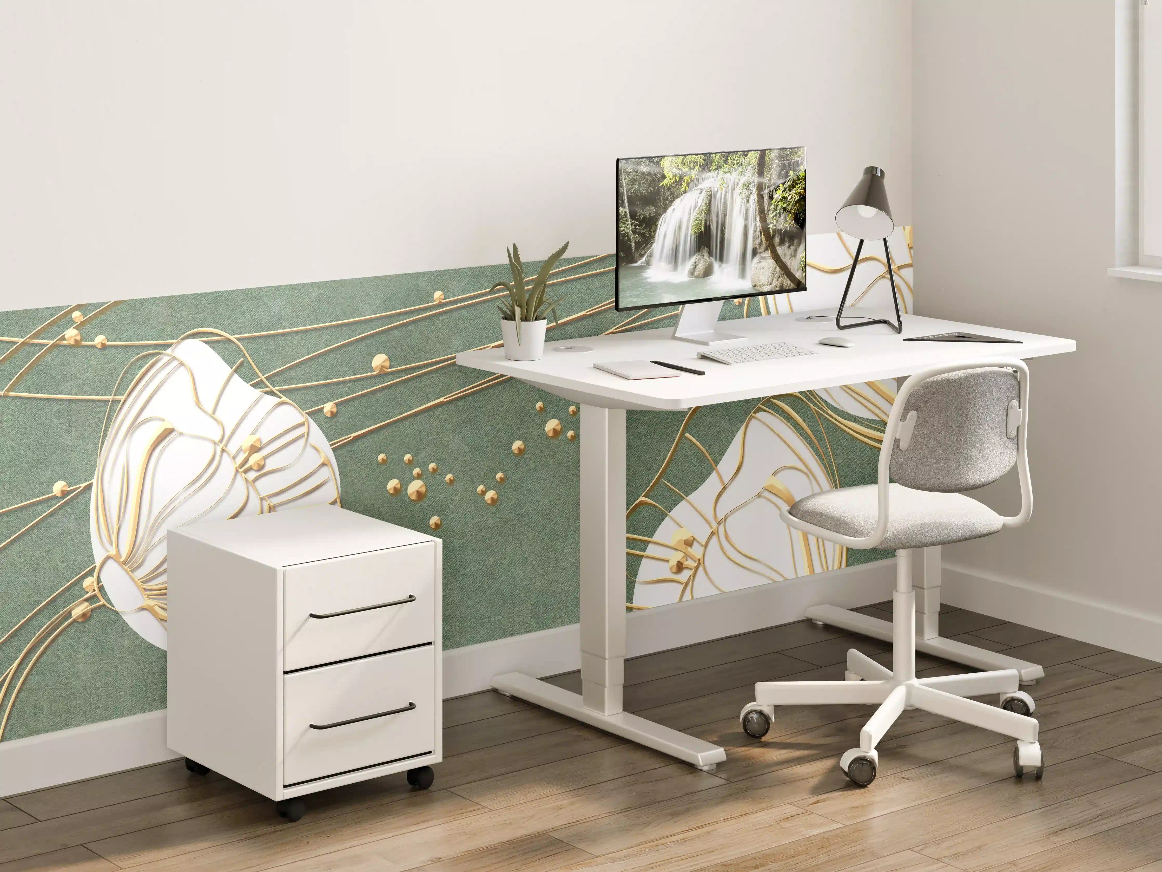 Kinderzimmer Wandgestaltung - Abstrakte Blumen Beige Grün