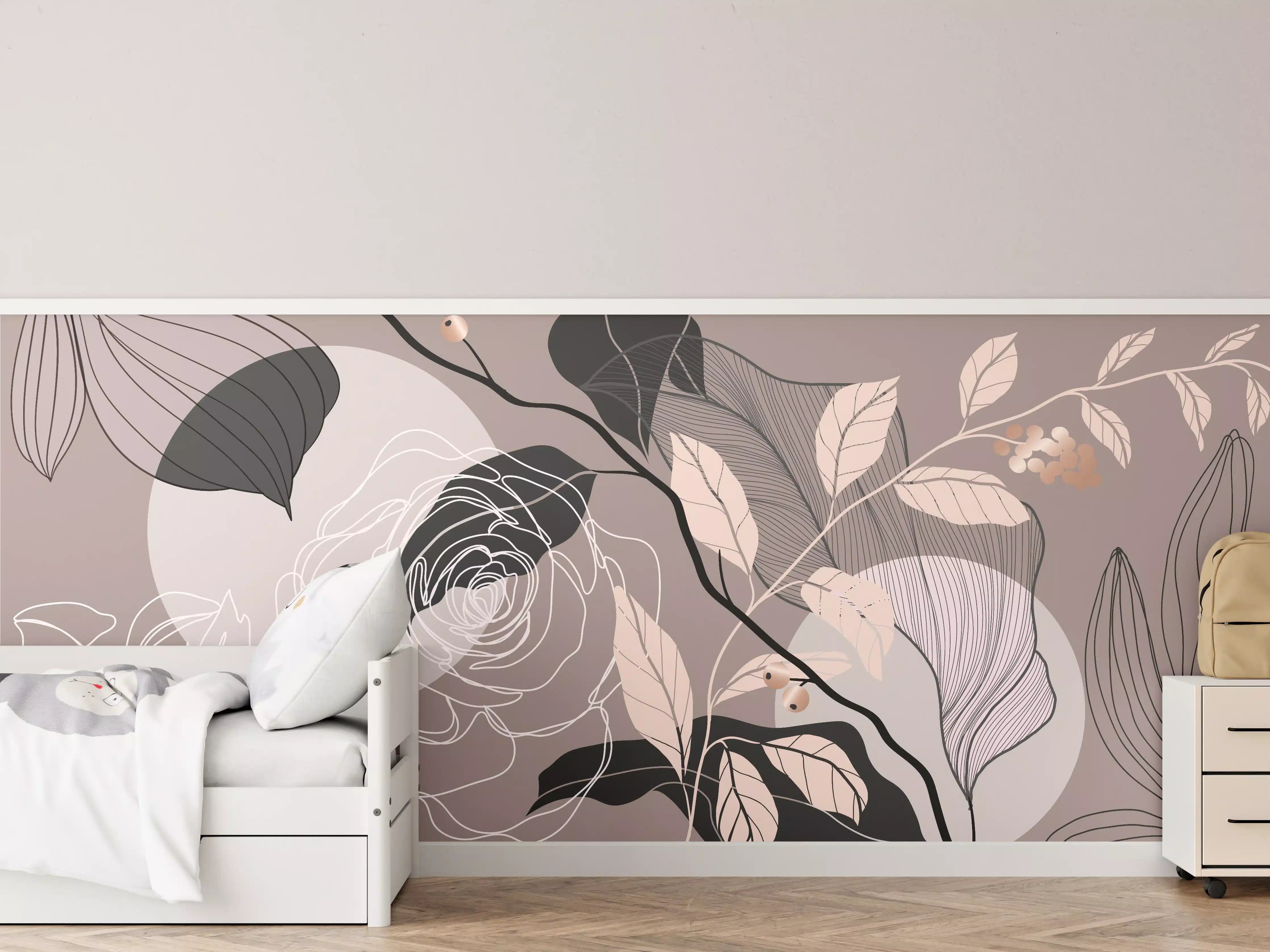 Kinderzimmer Wandgestaltung - Abstrakte Blumen Illustration