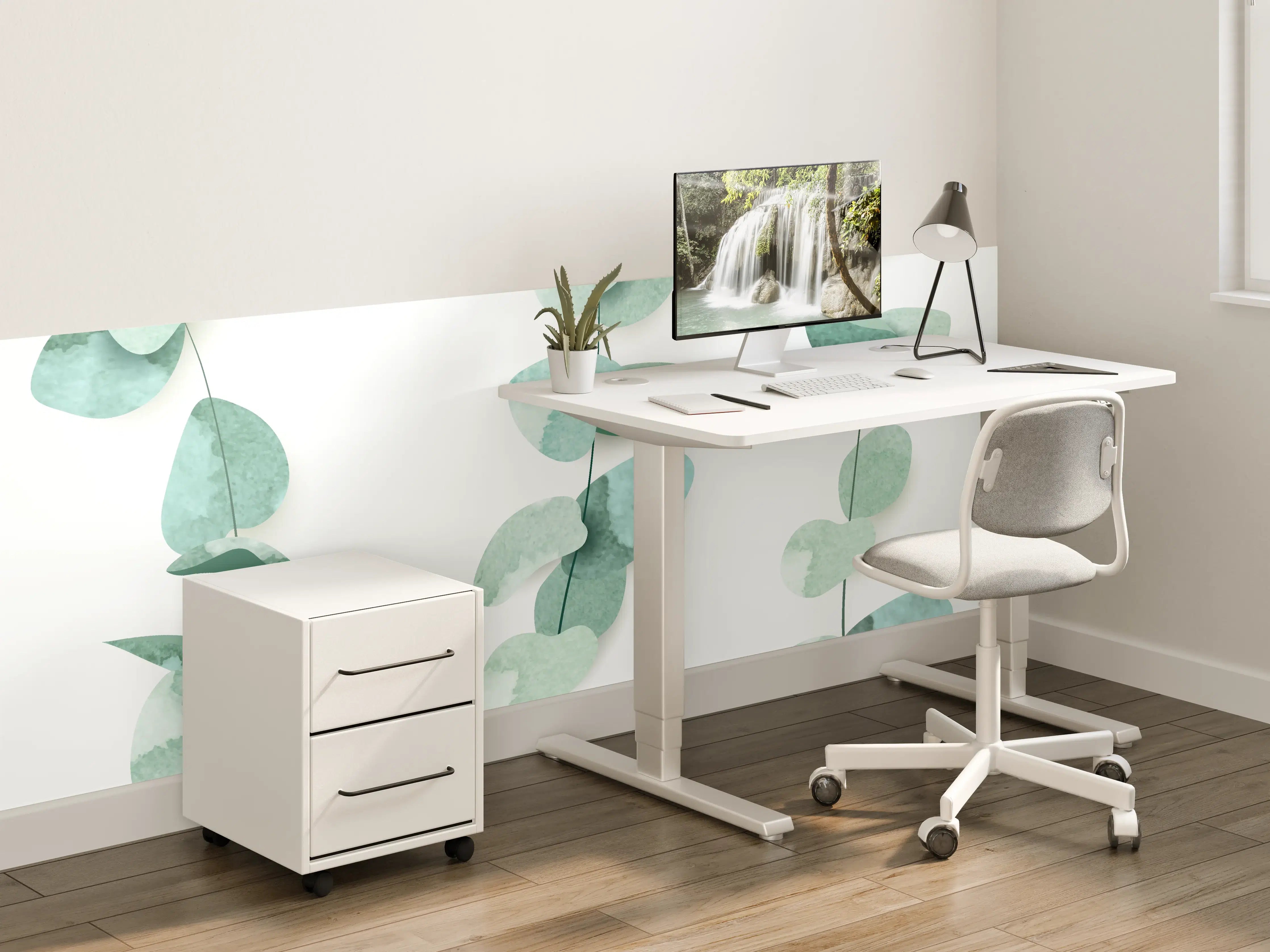 Kinderzimmer Wandgestaltung - Abstrakte Eukalyptus Aquarell Kunst