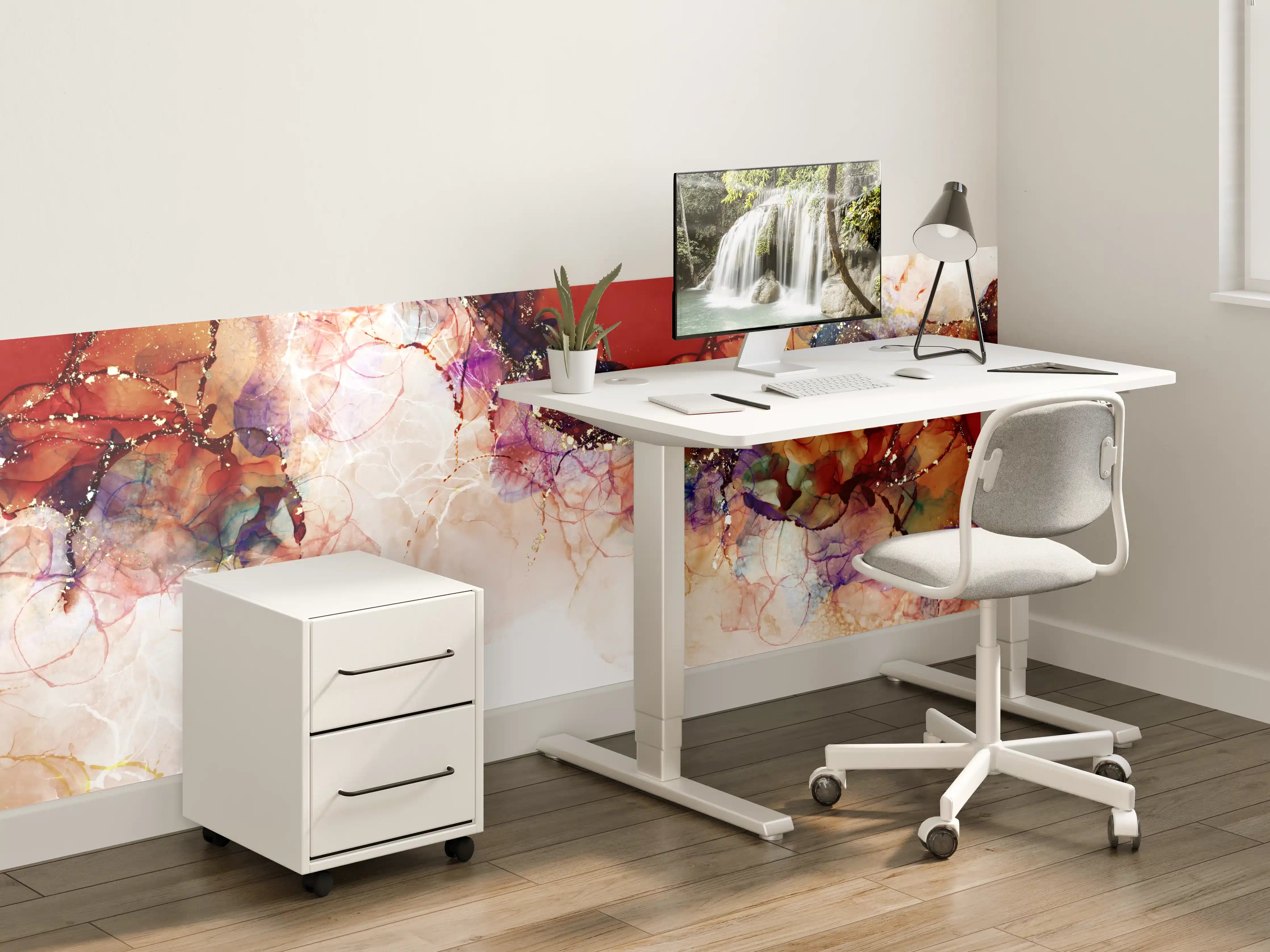 Kinderzimmer Wandgestaltung - Abstrakte Farbenspiele in Warmtönen