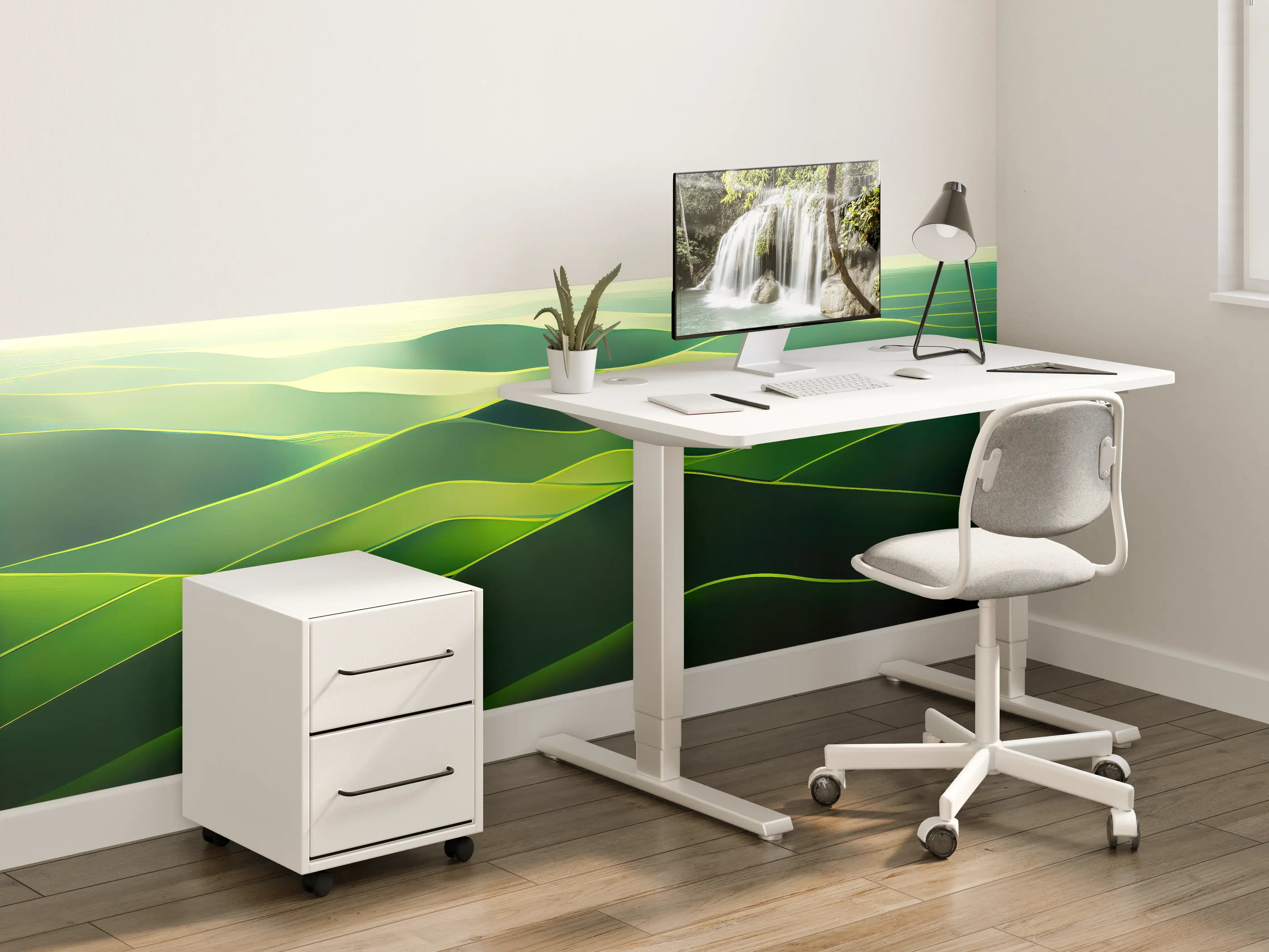 Kinderzimmer Wandgestaltung - Abstrakte Grüne Landschaft Illustration