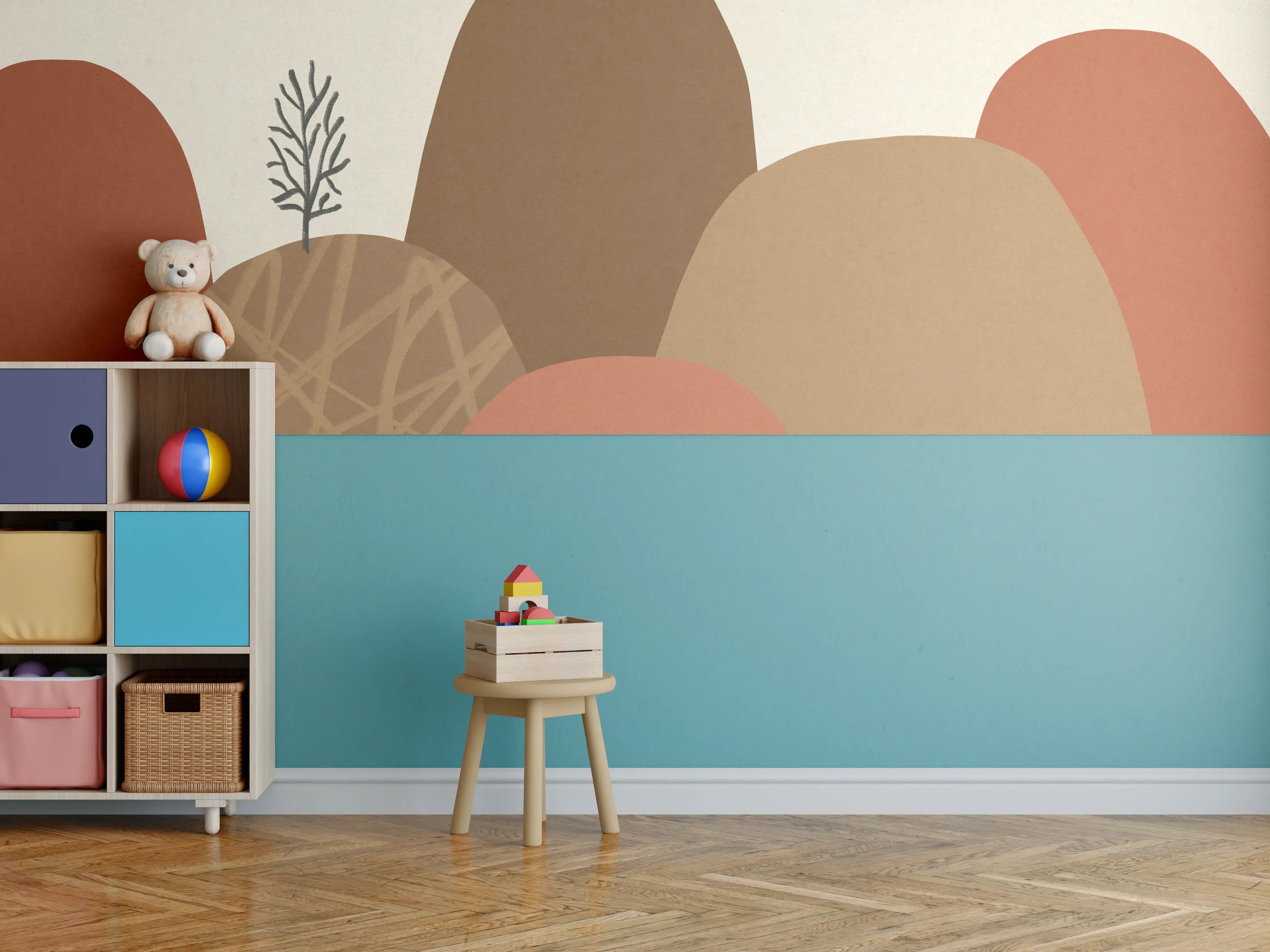 Kinderzimmer Wandgestaltung - Abstrakte Herbstberglandschaft