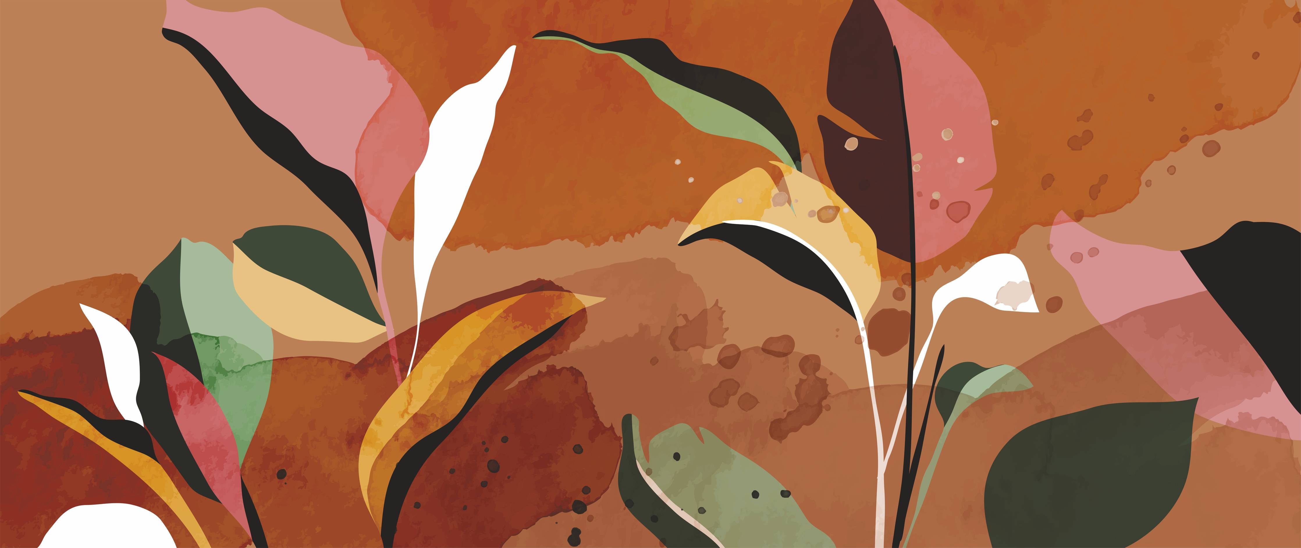 Kinderzimmer Wandgestaltung-Abstrakte Herbstblatt-Komposition