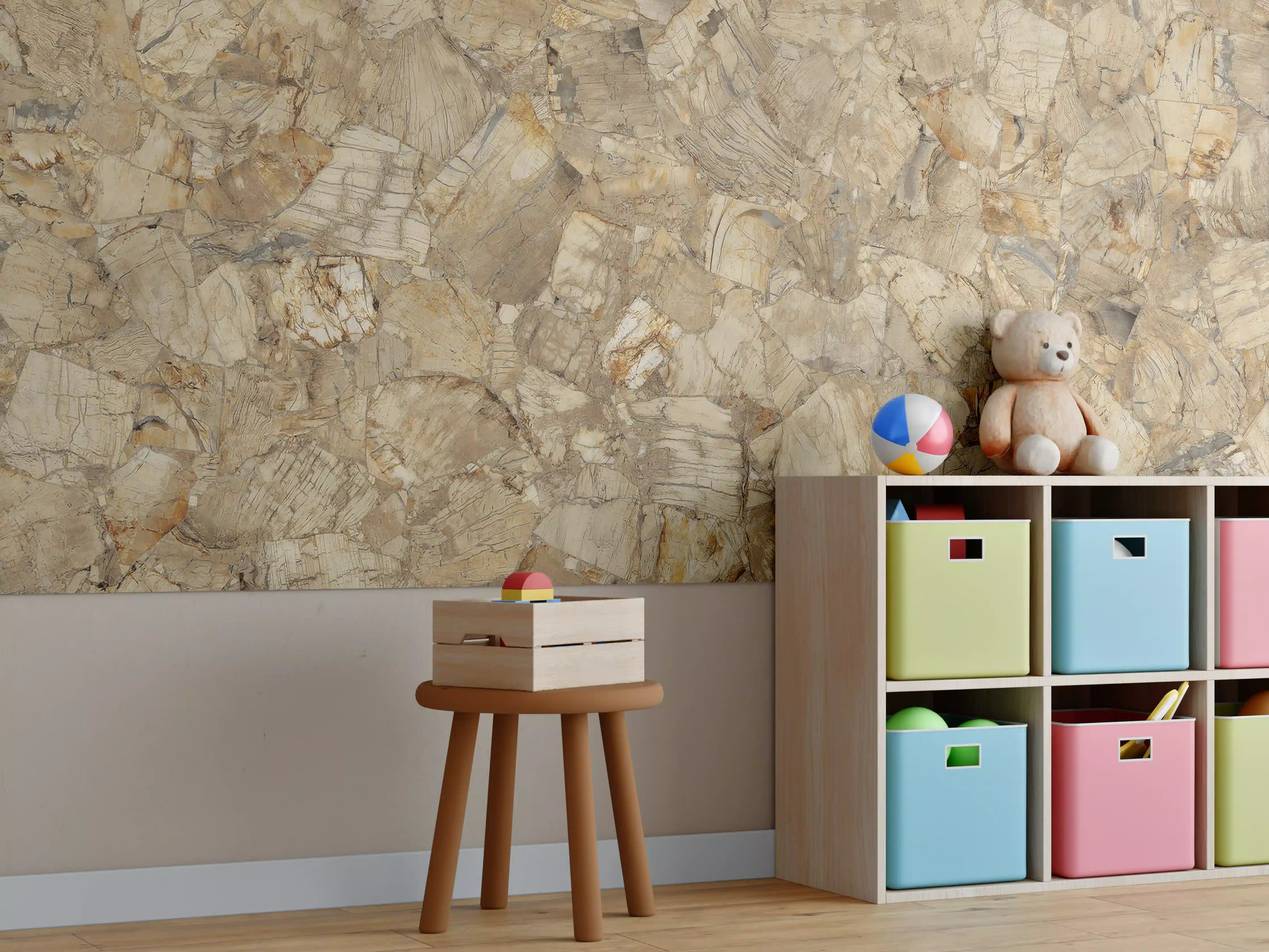 Kinderzimmer Wandgestaltung - Abstrakte Holz Struktur