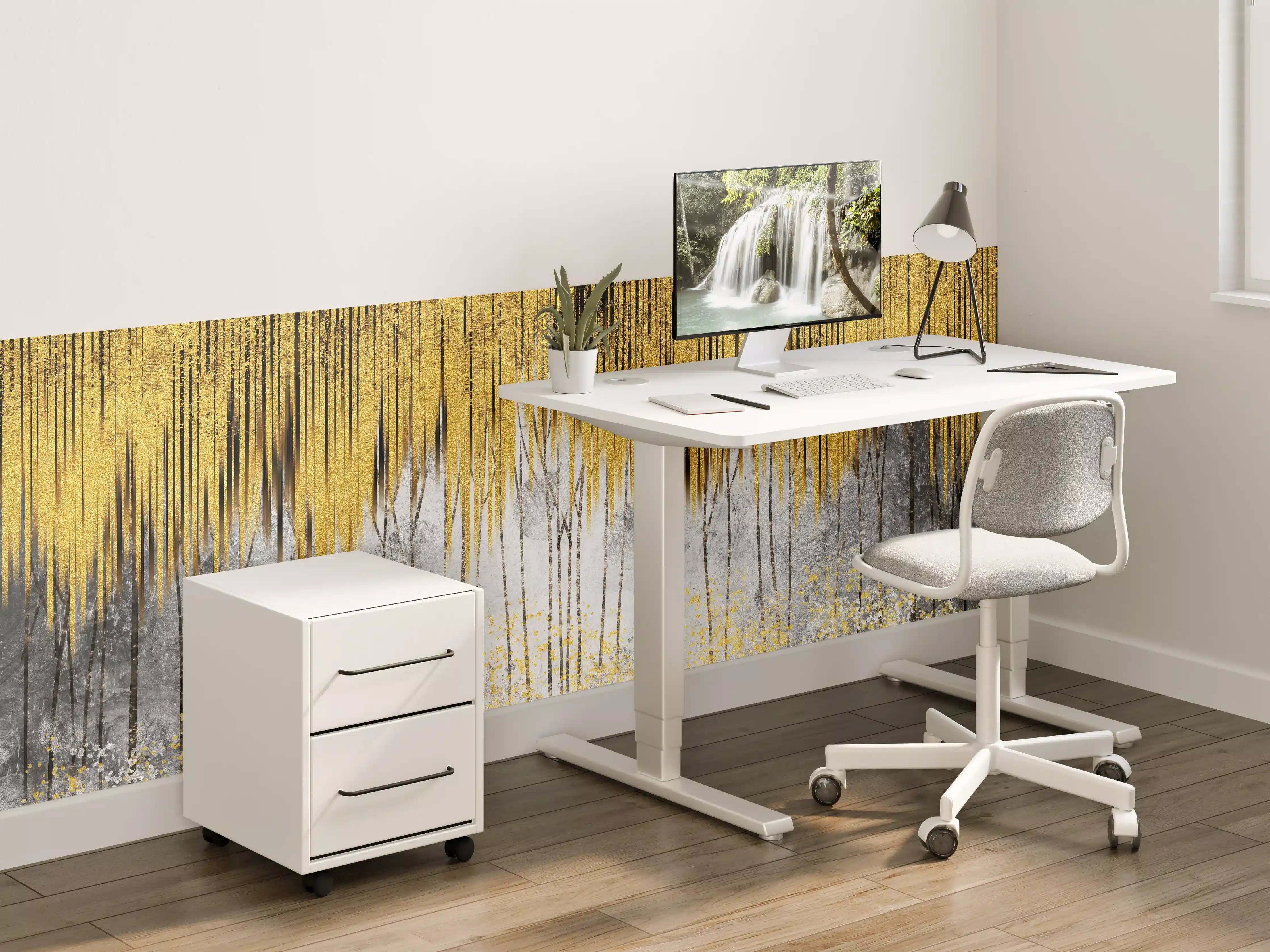 Kinderzimmer Wandgestaltung - Abstrakte Kunst Gold-Grau