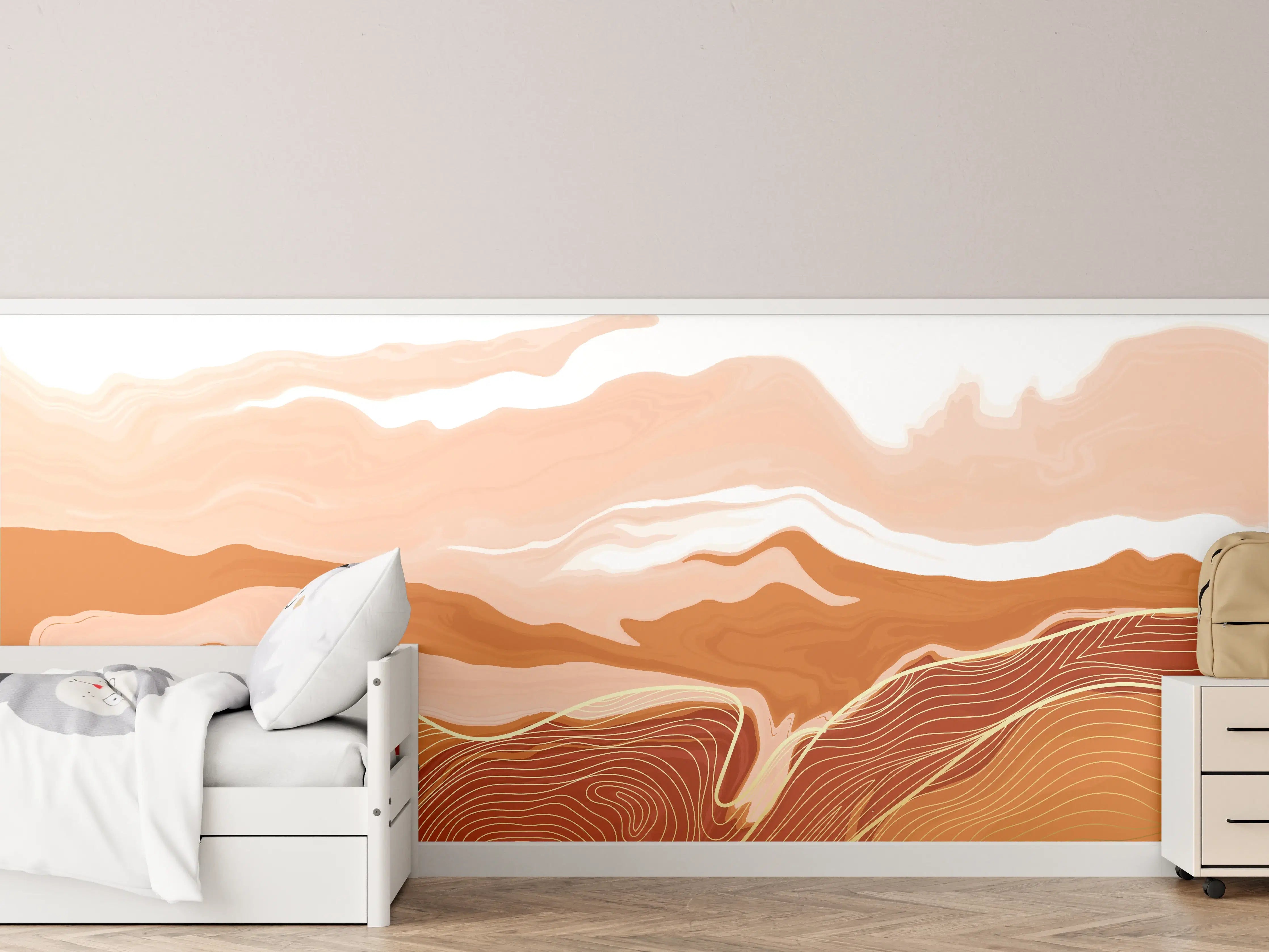 Kinderzimmer Wandgestaltung - Abstrakte Landschaft in warmen Erdtönen