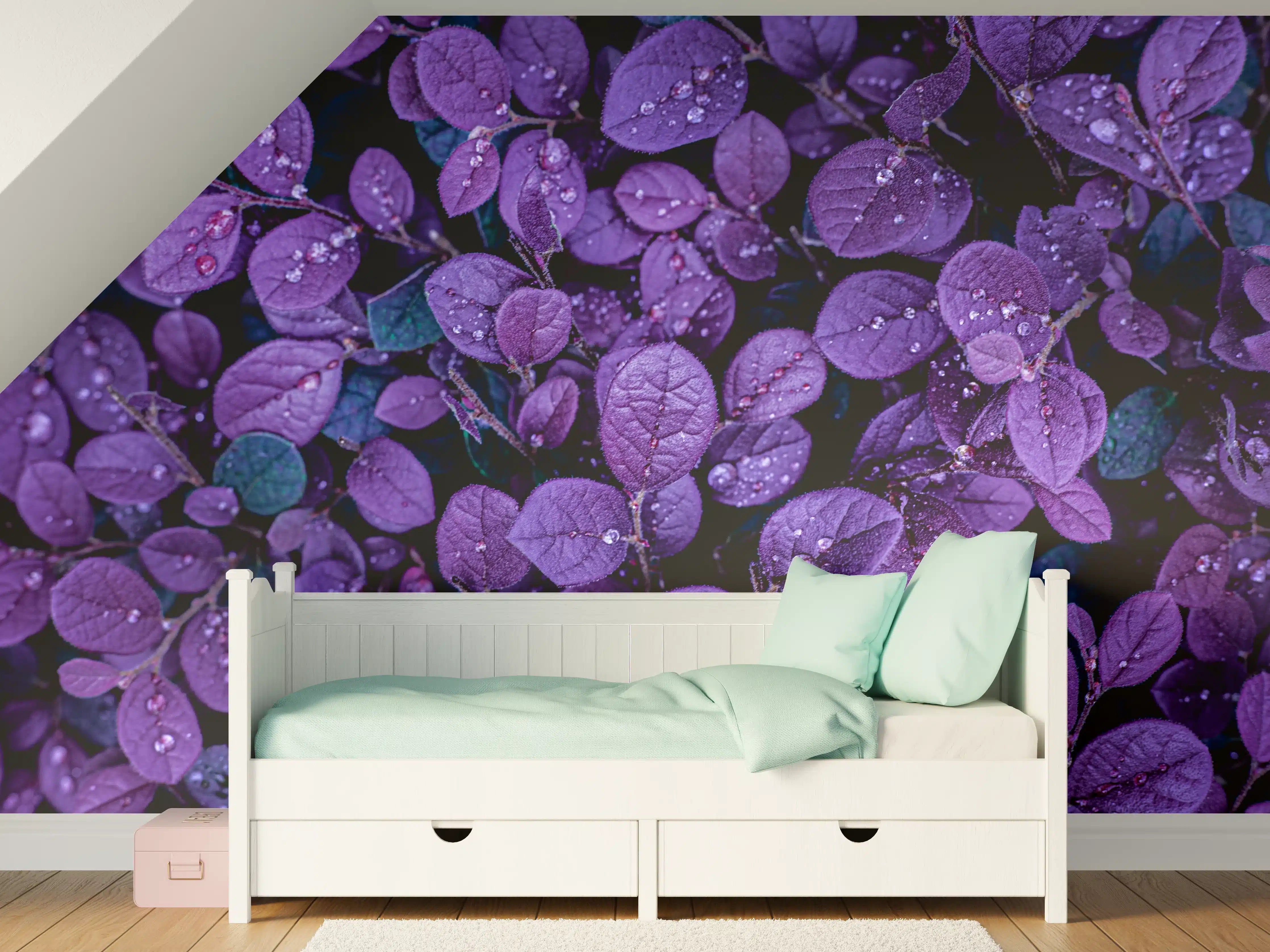 Kinderzimmer Wandgestaltung - Abstrakte Lila Blätter