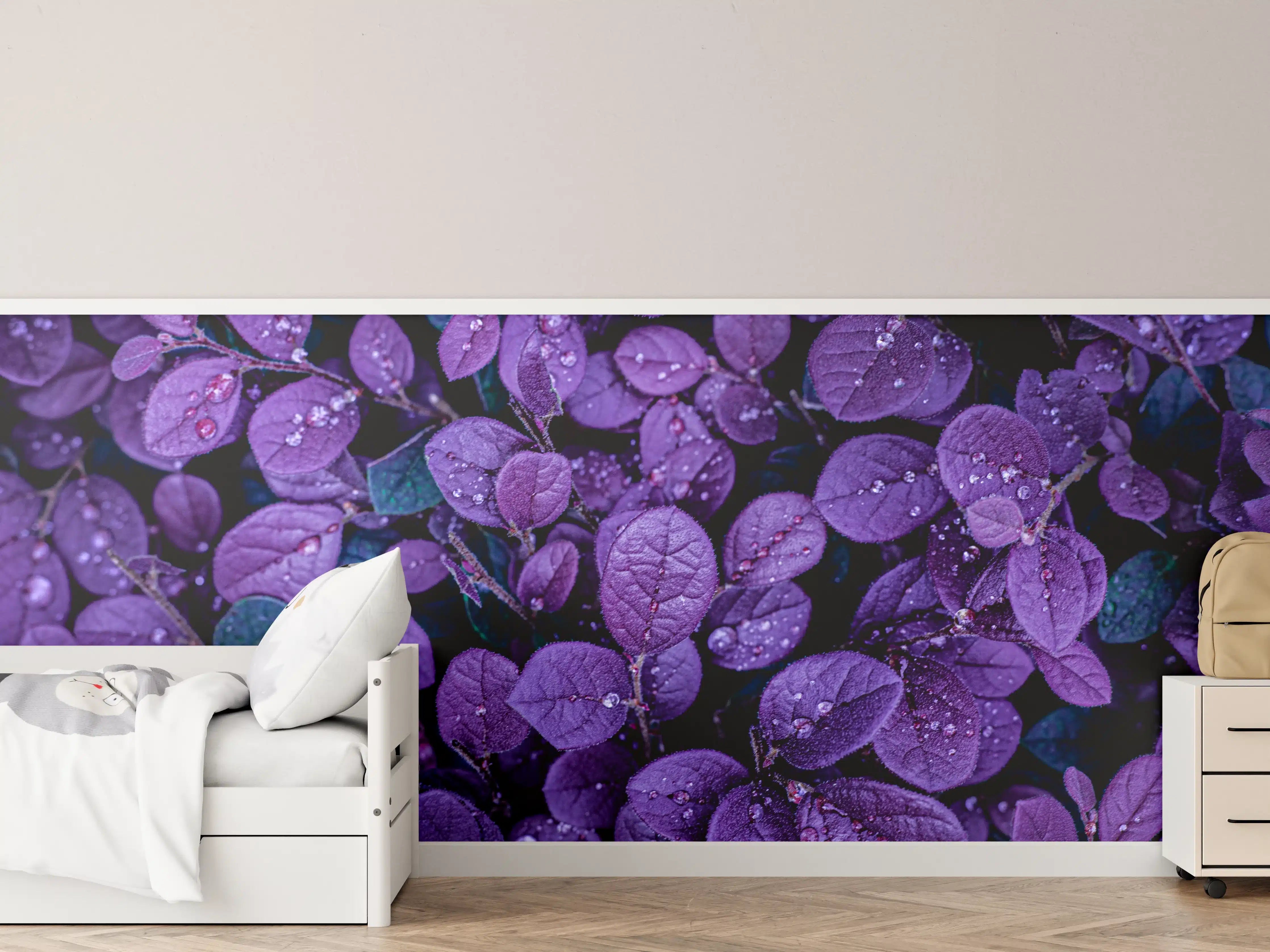 Kinderzimmer Wandgestaltung - Abstrakte Lila Blätter