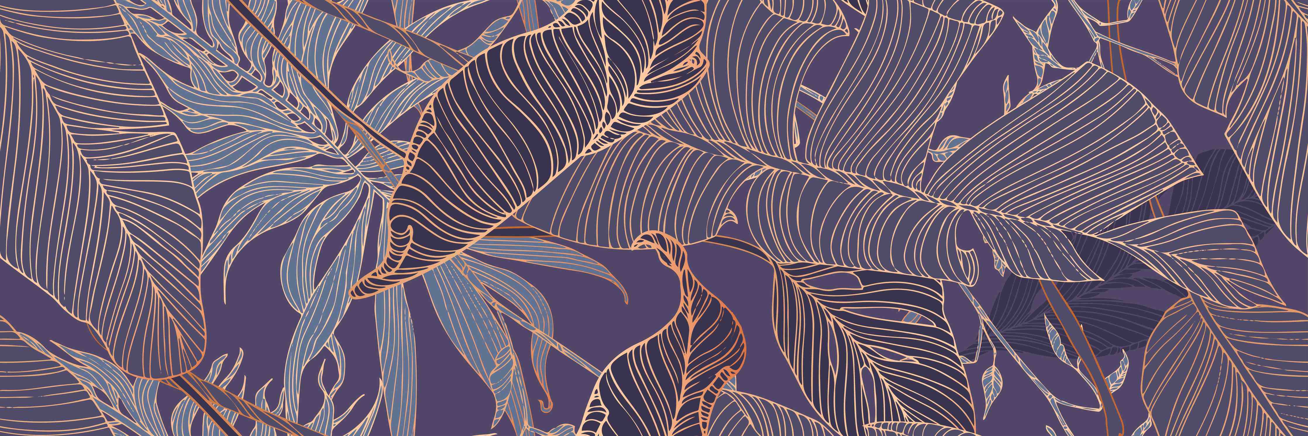 Kinderzimmer Wandgestaltung-Abstrakte Lila-Goldene Blattmuster