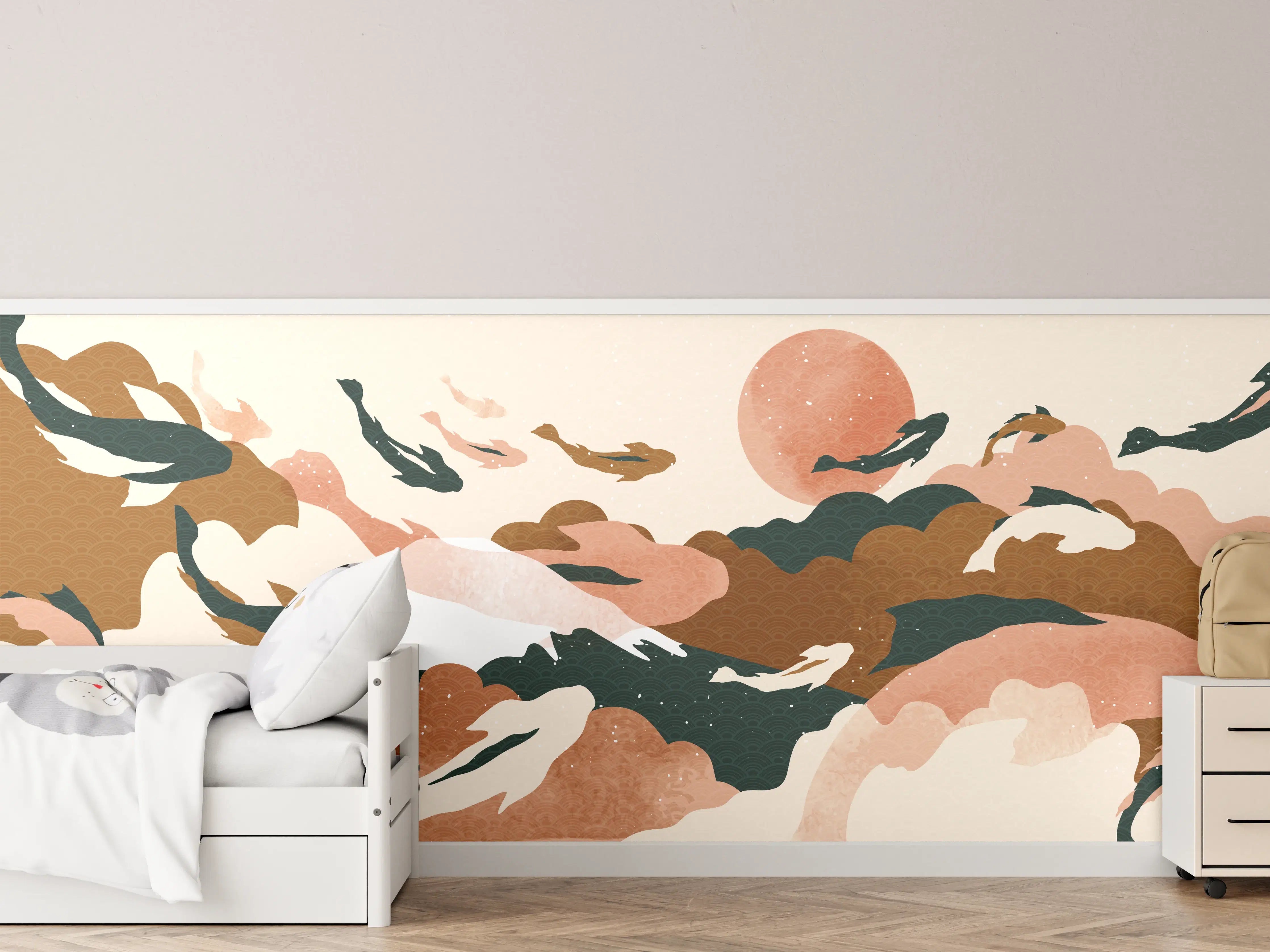 Kinderzimmer Wandgestaltung - Abstrakte Natur Pastelltöne