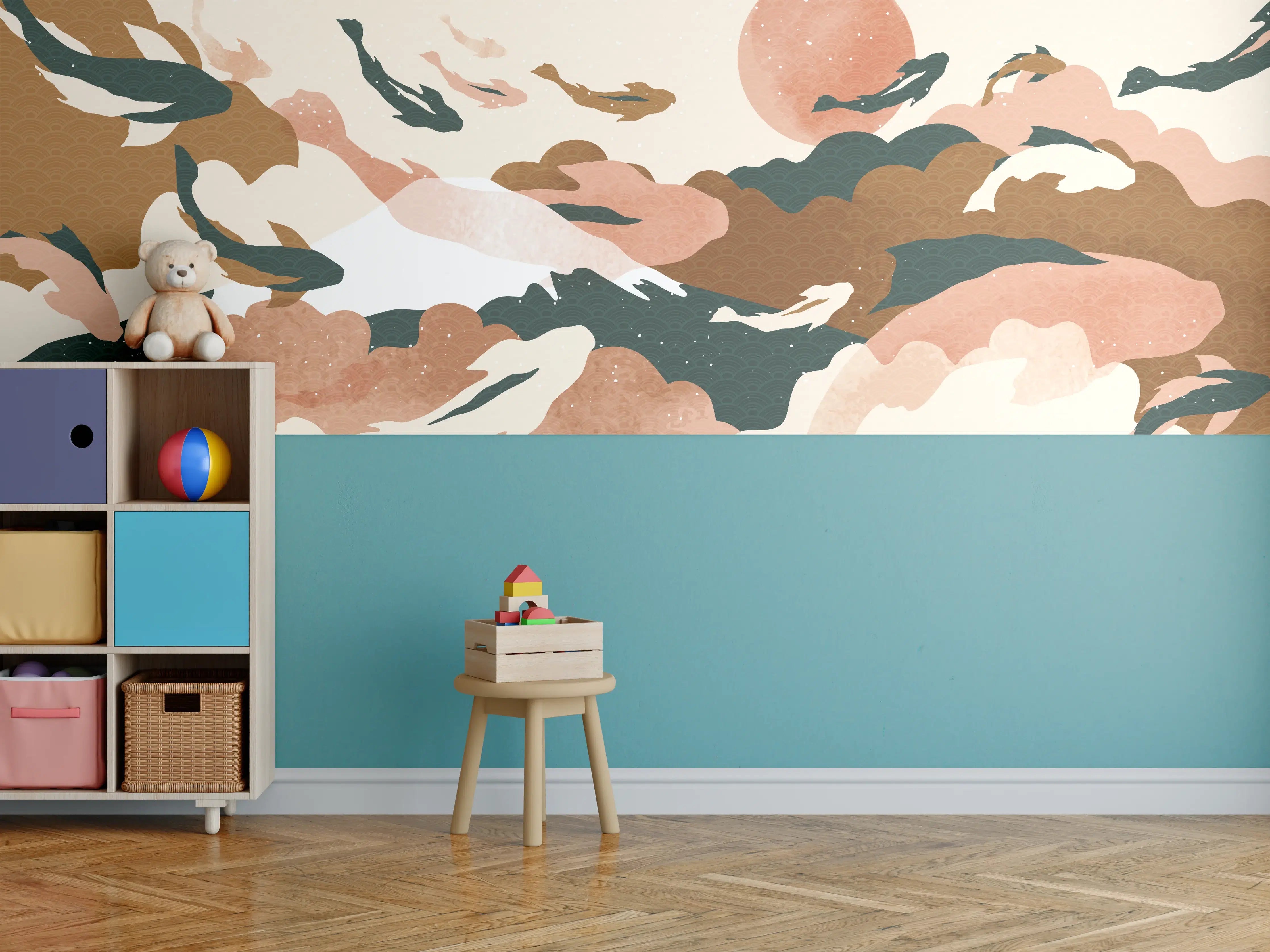 Kinderzimmer Wandgestaltung - Abstrakte Natur Pastelltöne