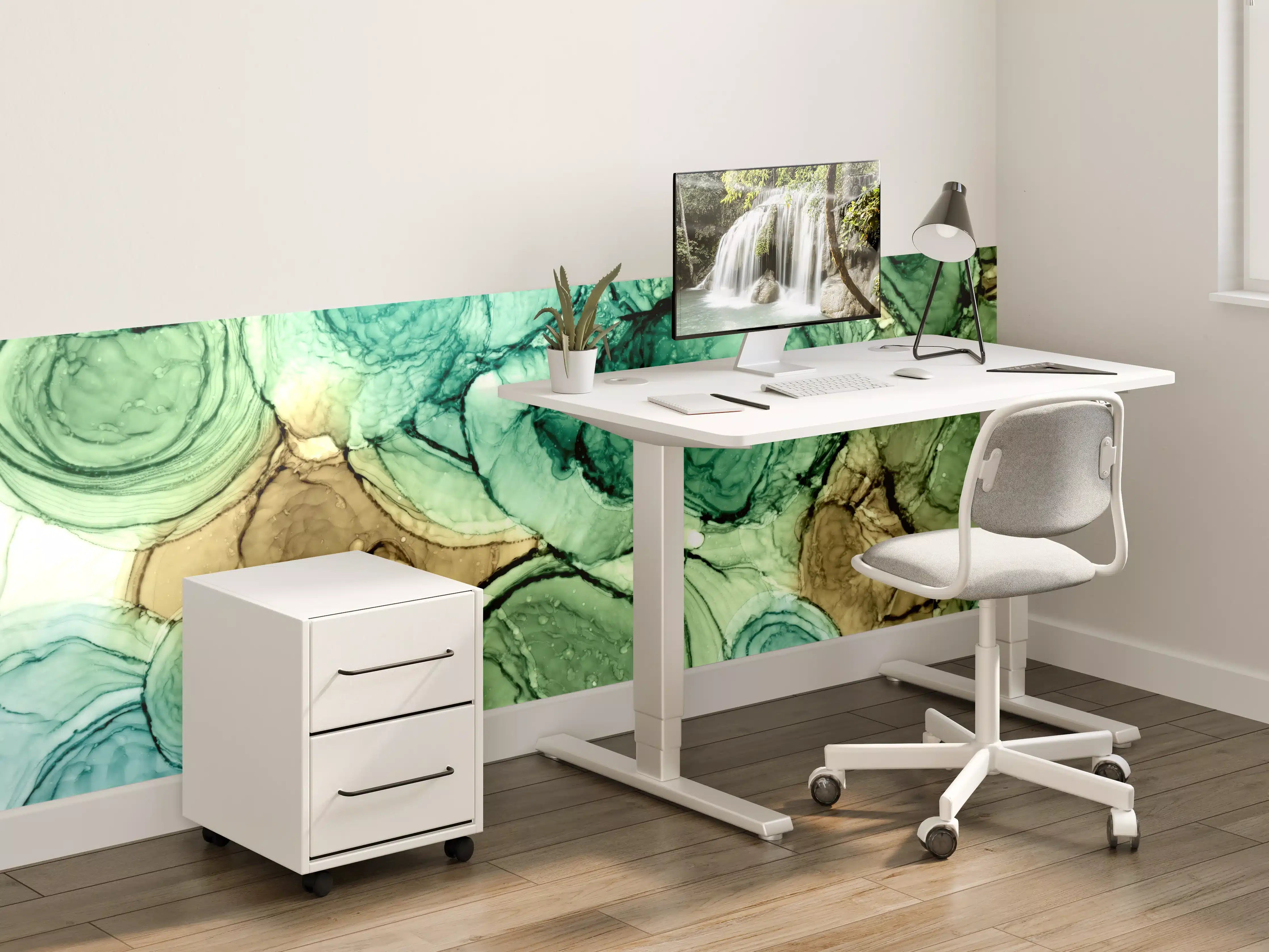 Kinderzimmer Wandgestaltung - Abstrakte Ocker grüne Kreise