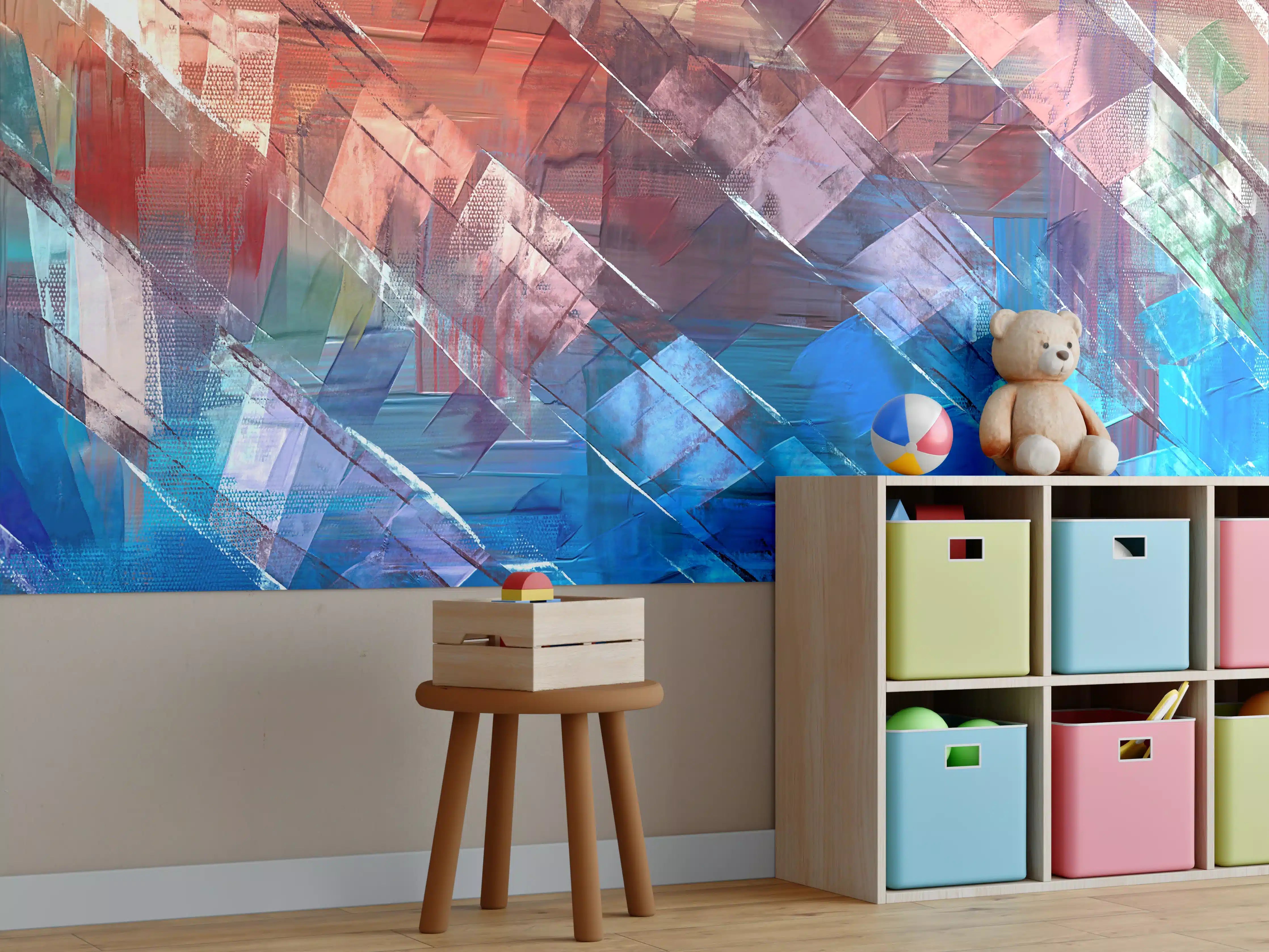 Kinderzimmer Wandgestaltung - Abstrakte Ölmalerei auf Leinwand