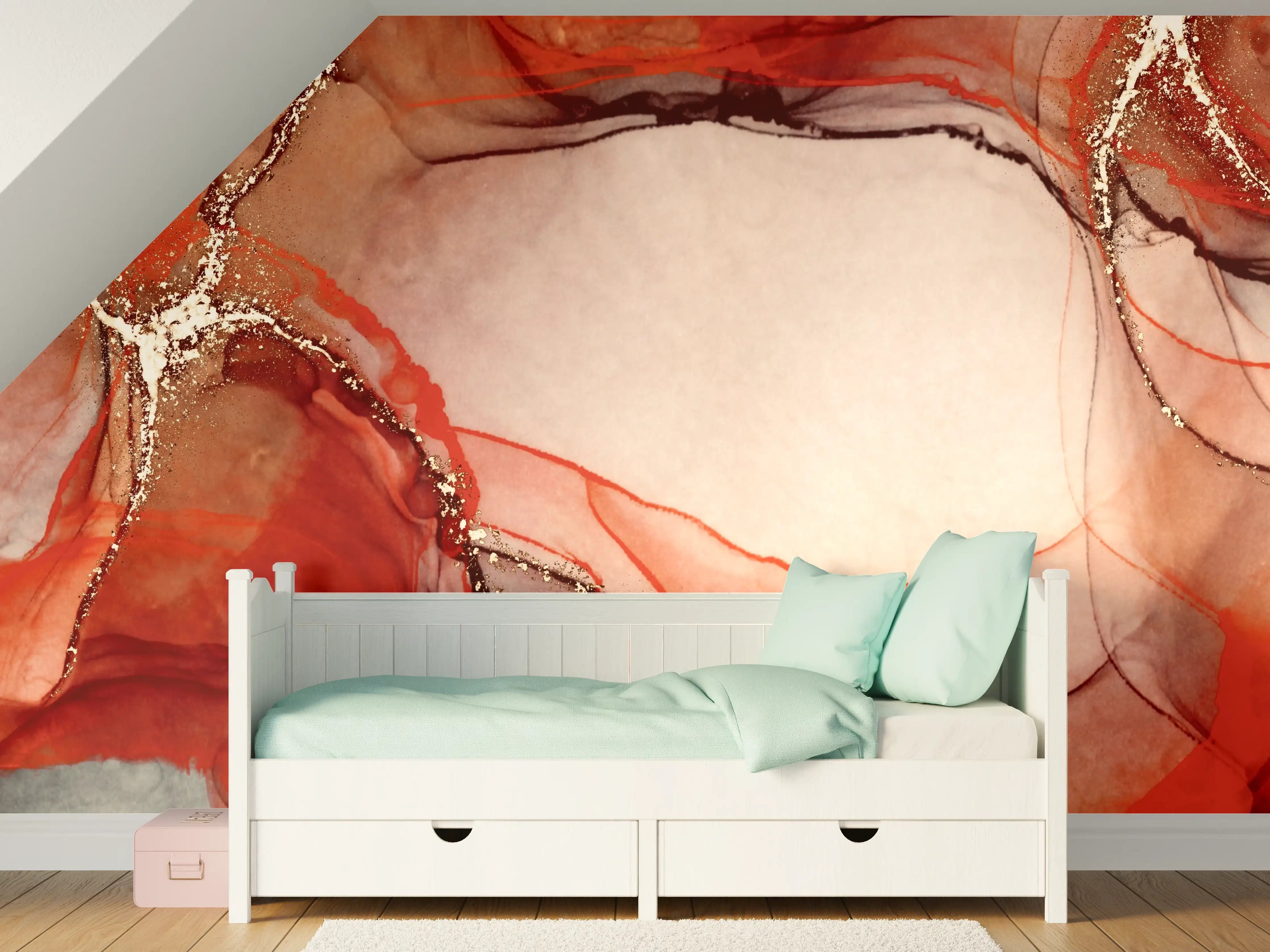 Kinderzimmer Wandgestaltung - Abstrakte Rot-Grau-Textur
