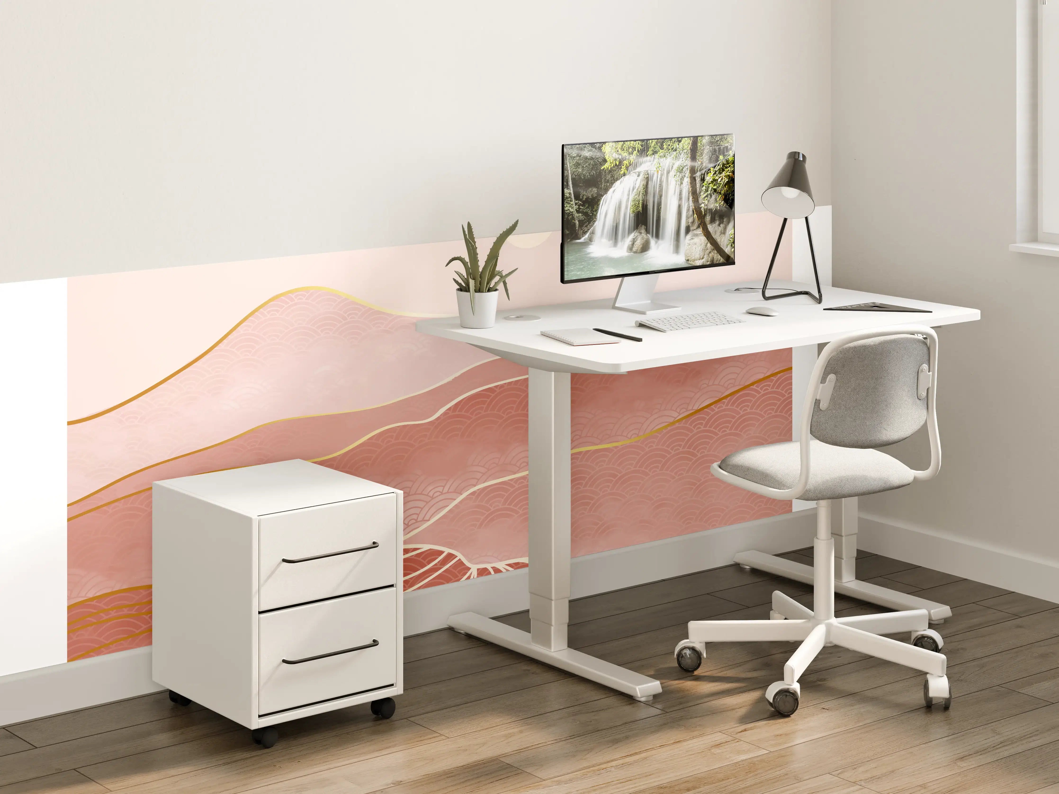 Kinderzimmer Wandgestaltung - Abstrakte Sanddünen Linienkunst