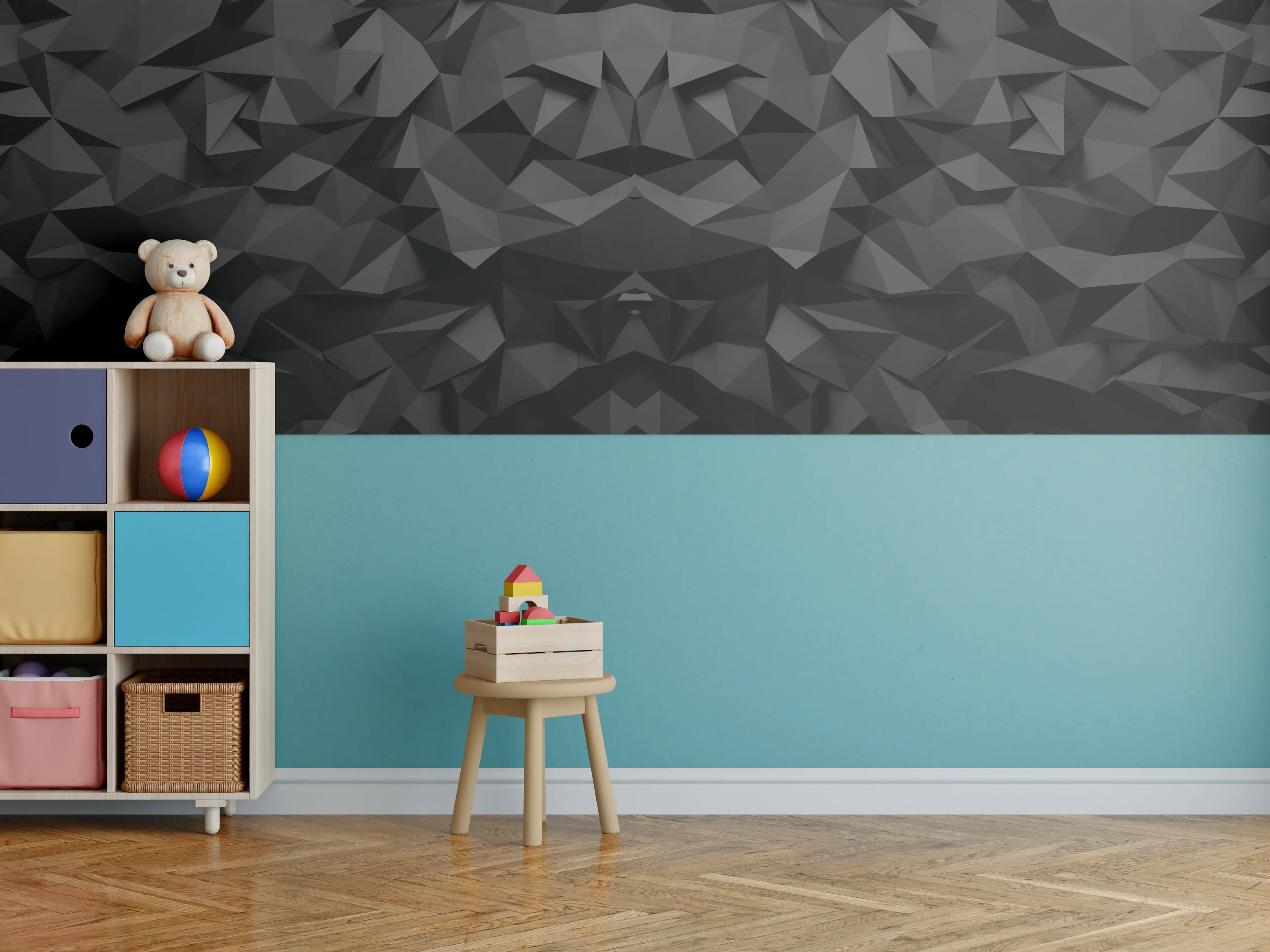 Kinderzimmer Wandgestaltung - Abstrakte Schwarz-Weiß-Grafik