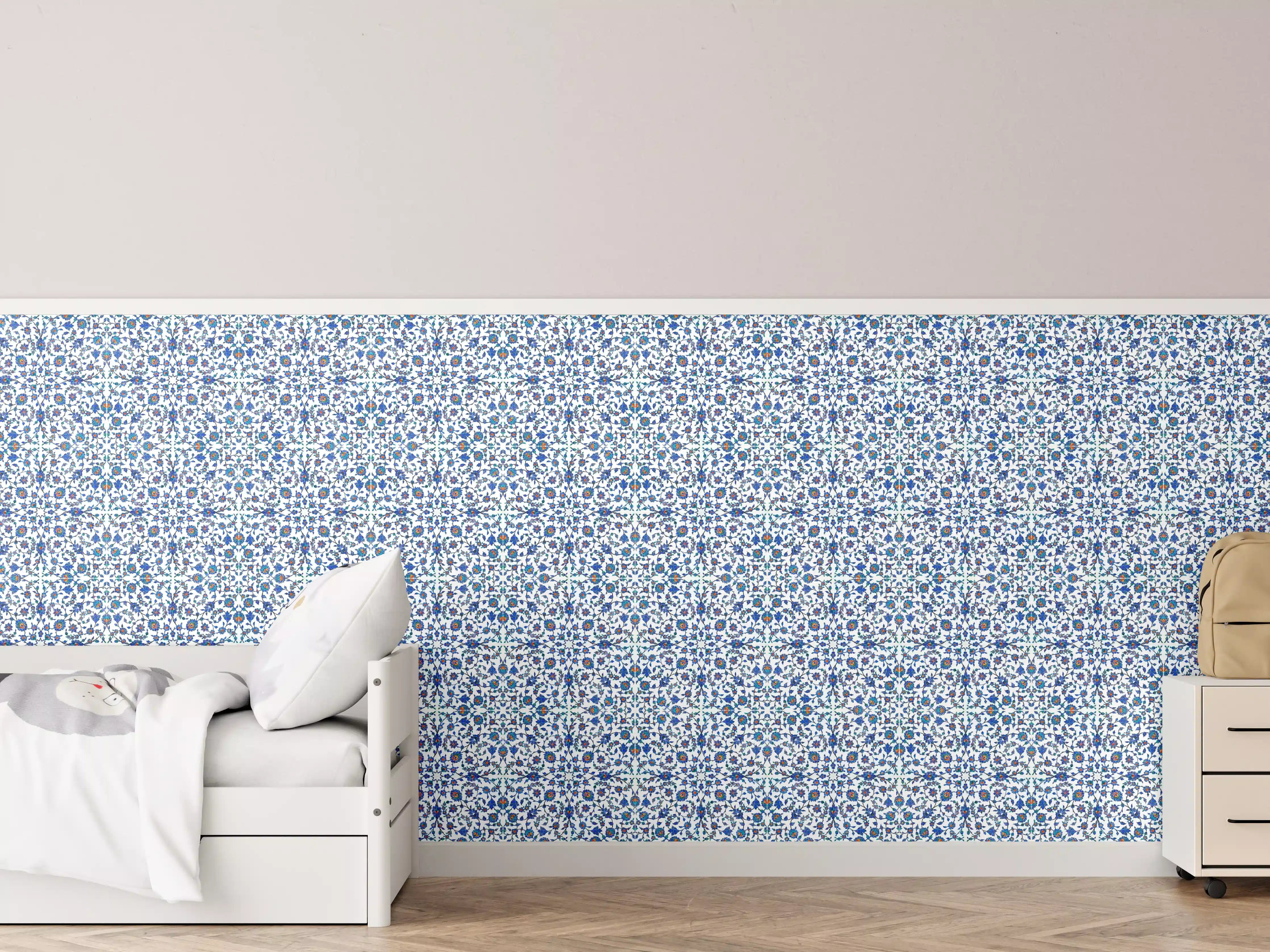 Kinderzimmer Wandgestaltung - Abstrakte Struktur Blau-Grau