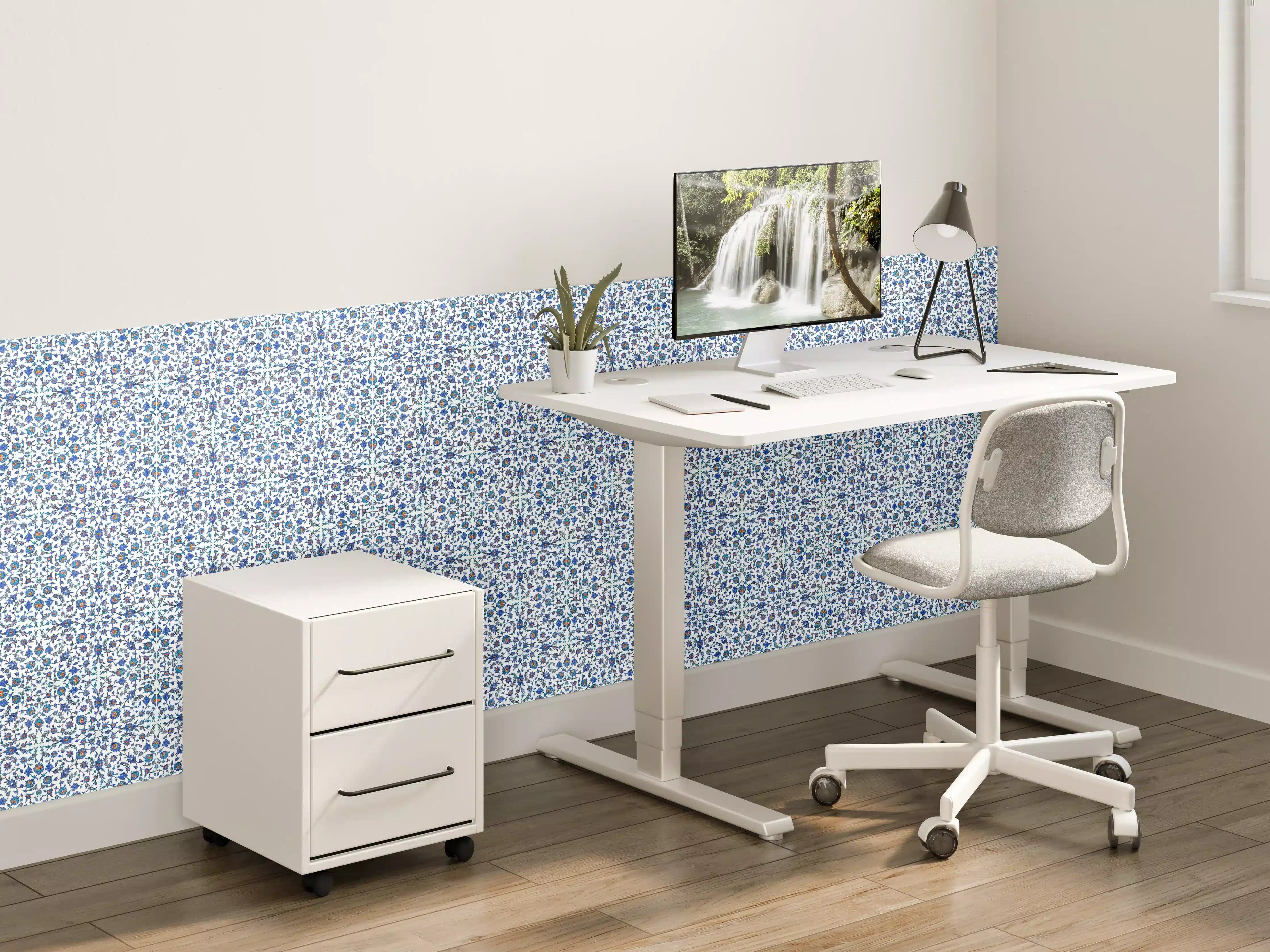 Kinderzimmer Wandgestaltung - Abstrakte Struktur Blau-Grau