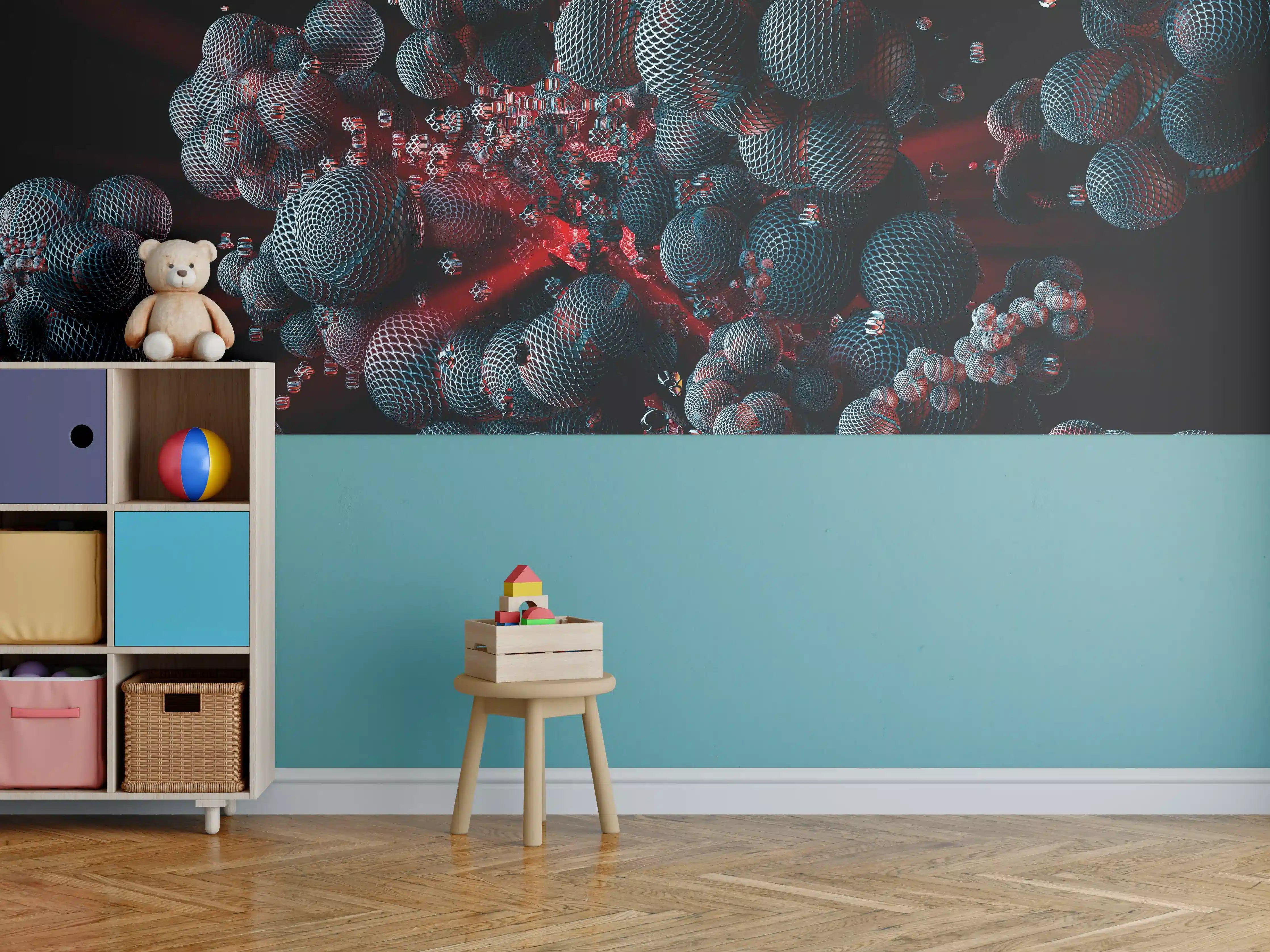 Kinderzimmer Wandgestaltung - Abstrakte Technologie - 3D Rendering