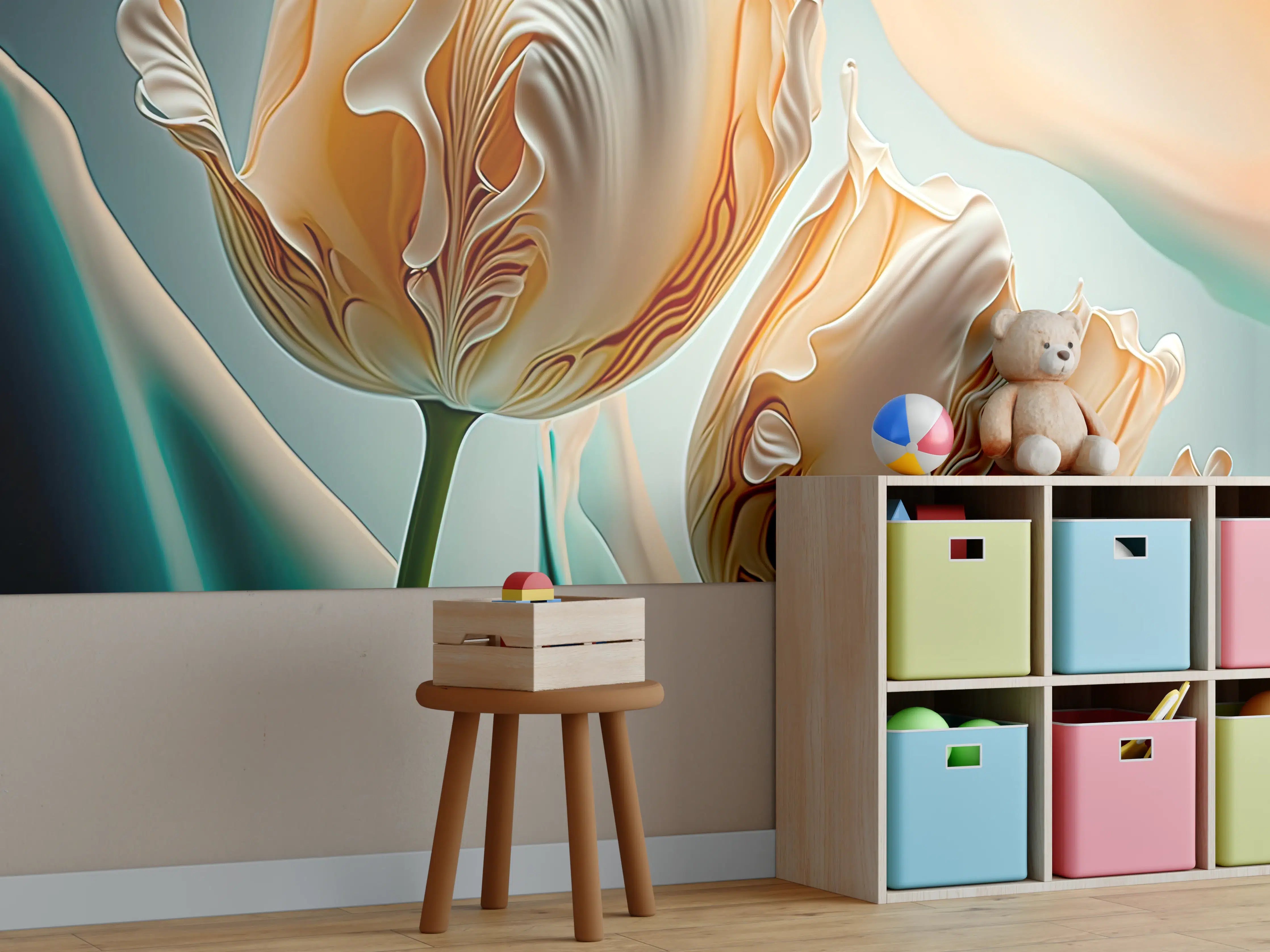 Kinderzimmer Wandgestaltung - Abstrakte Tulpen Kunstwerk