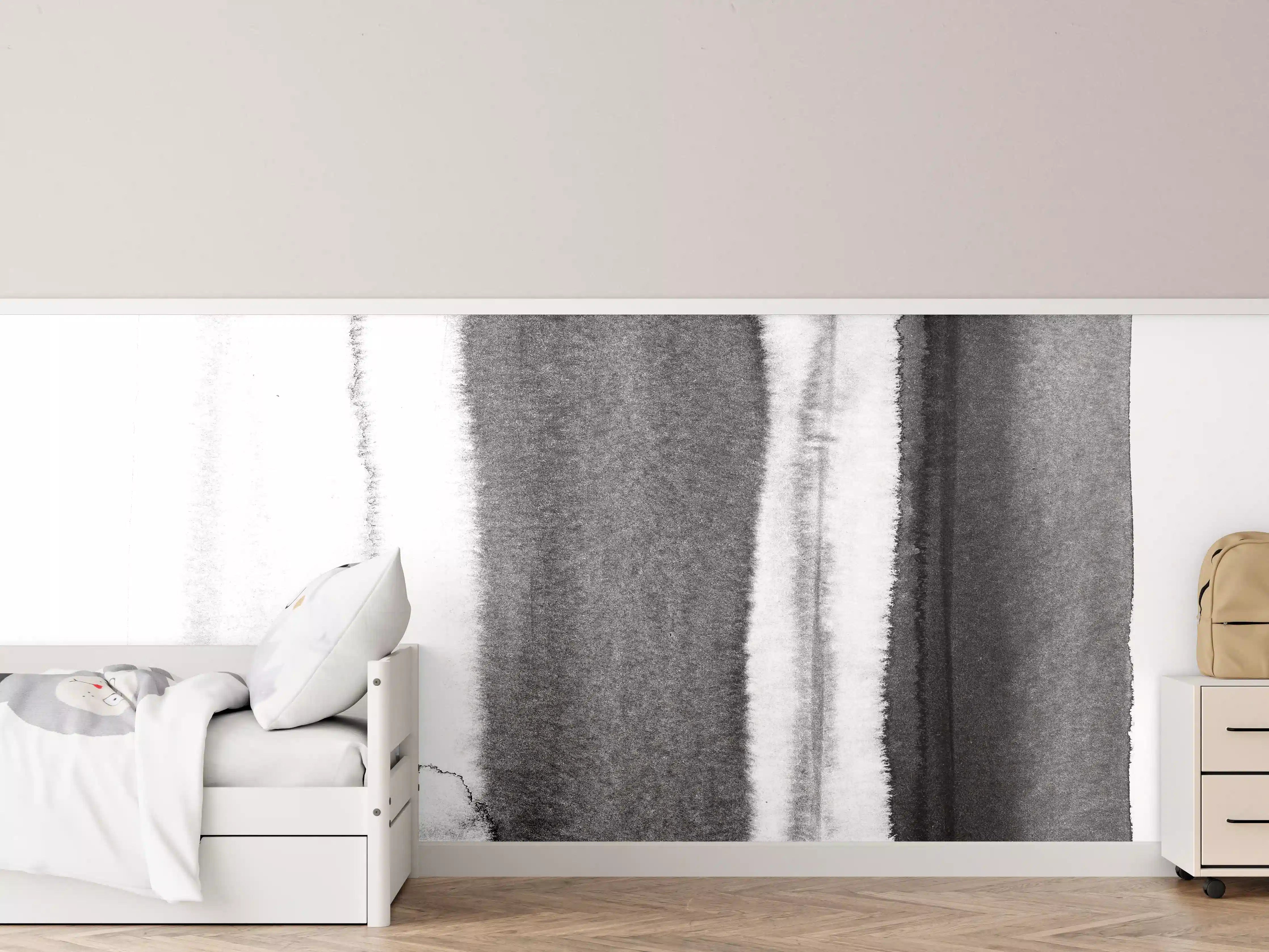 Kinderzimmer Wandgestaltung - Abstrakte Weiß-Schwarz-Aquarelltextur