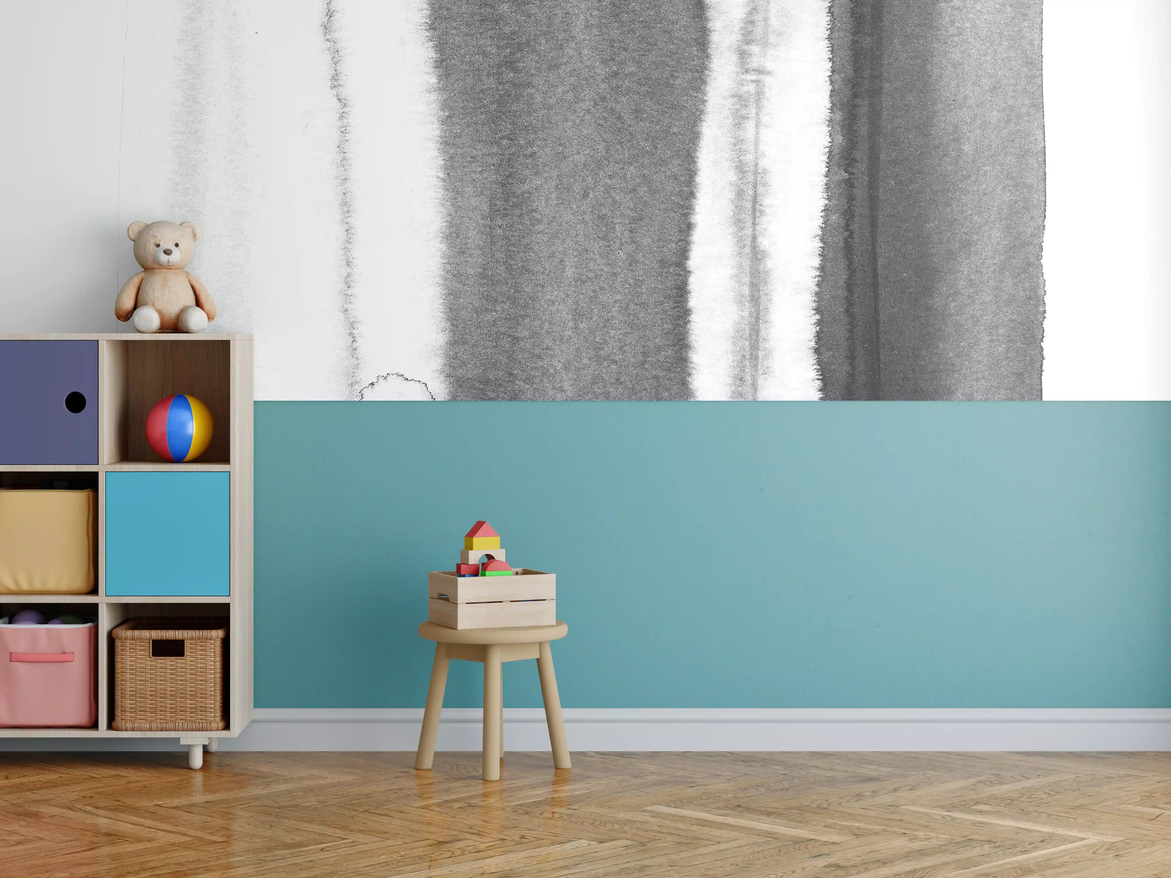 Kinderzimmer Wandgestaltung - Abstrakte Weiß-Schwarz-Aquarelltextur