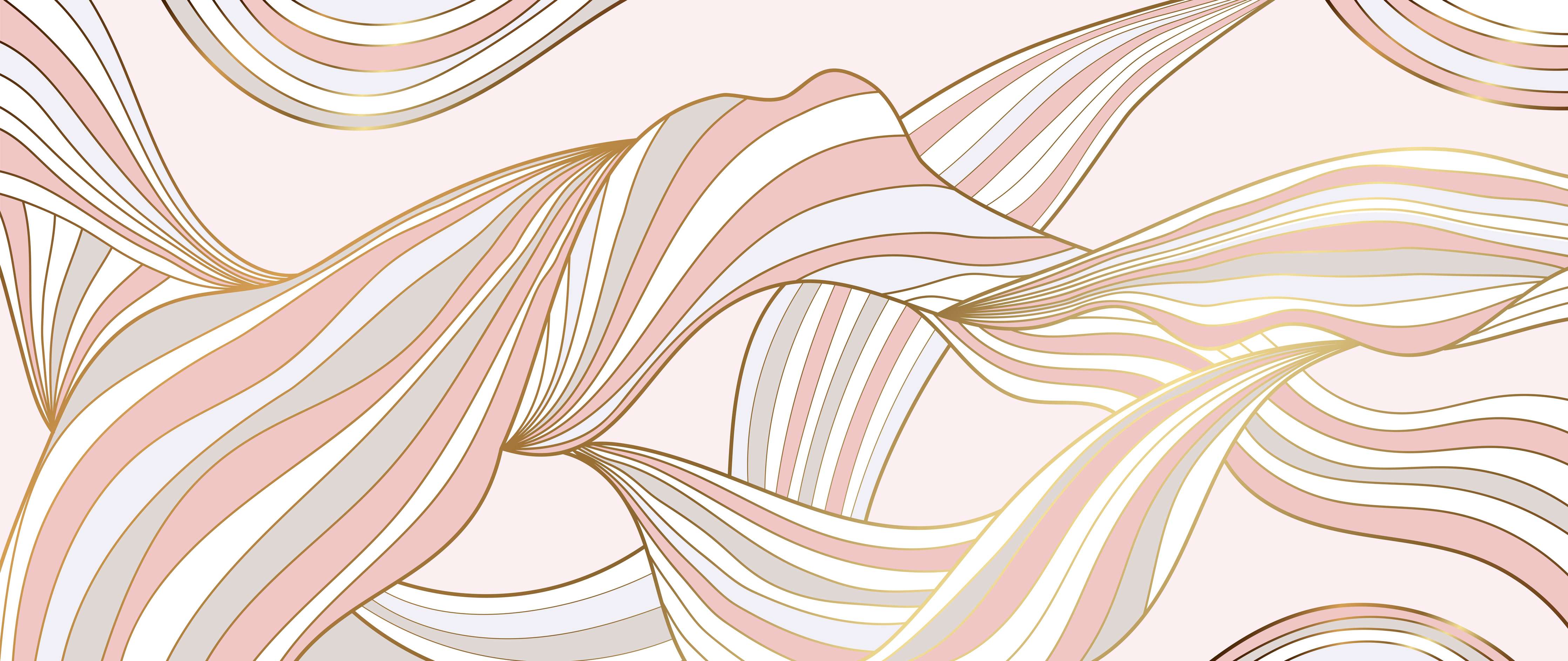 Kinderzimmer Wandgestaltung-Abstrakte Wogen Rosa Gold