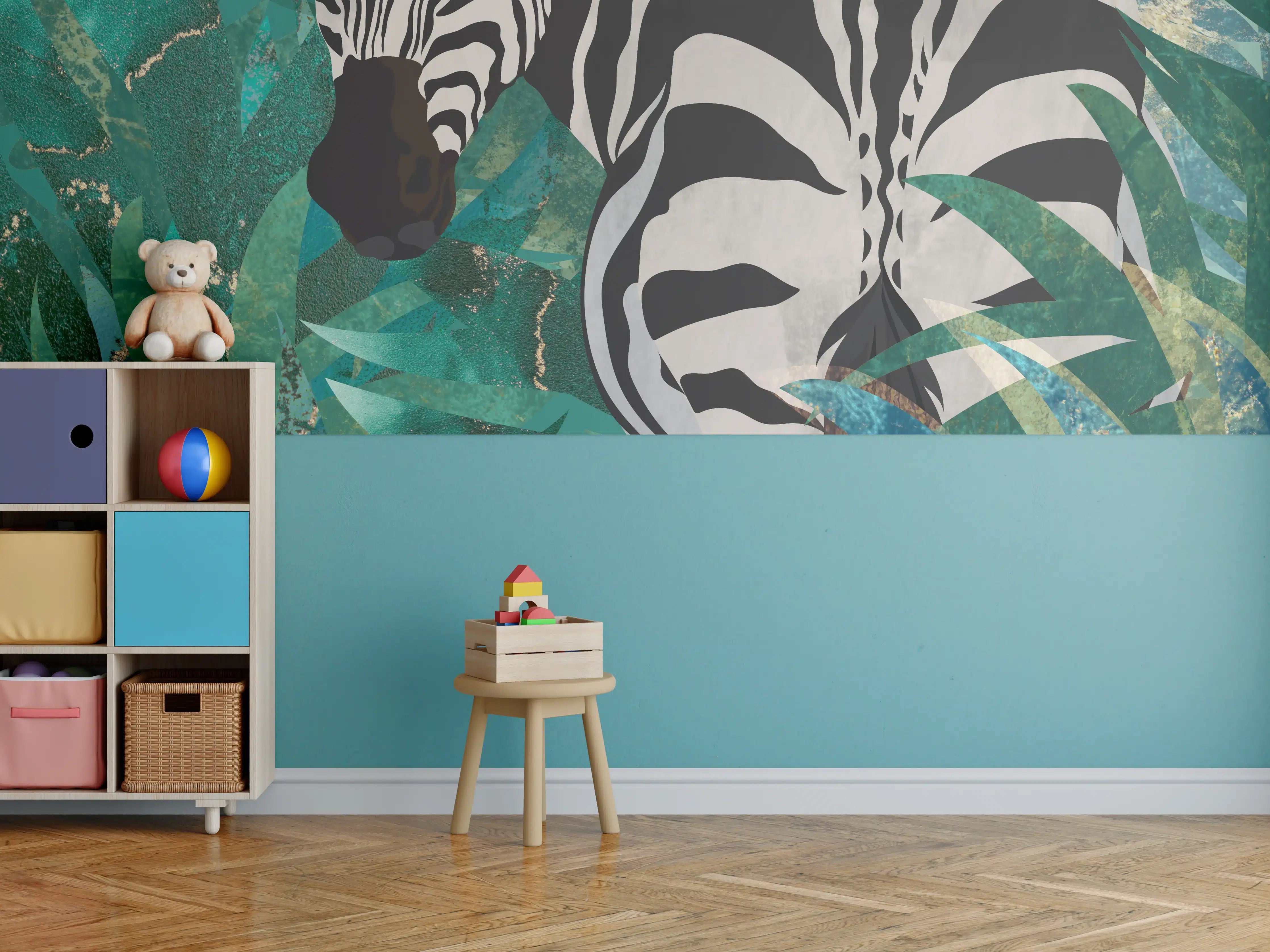 Kinderzimmer Wandgestaltung - Abstrakte Zebra Malerei