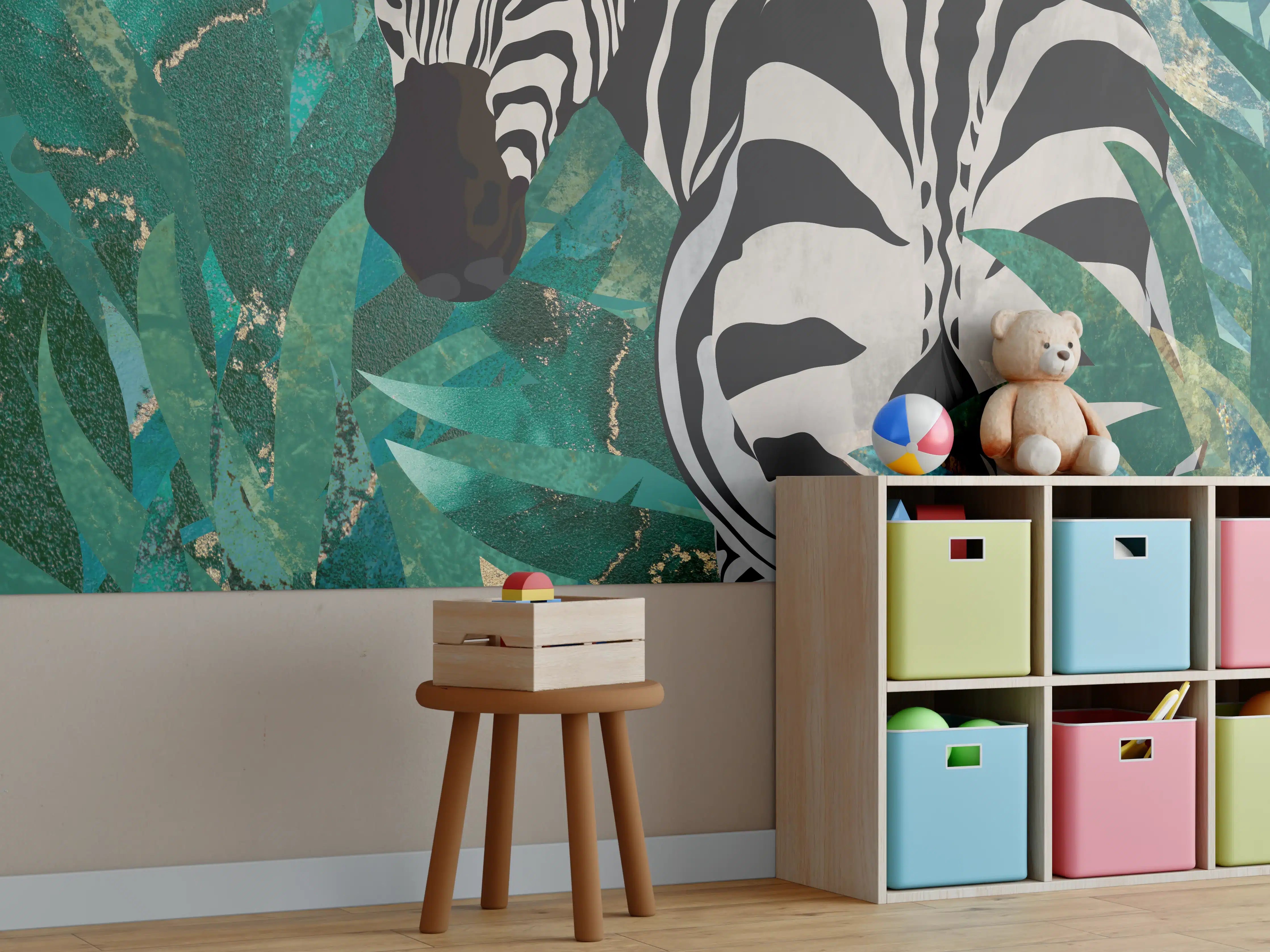 Kinderzimmer Wandgestaltung - Abstrakte Zebra Malerei