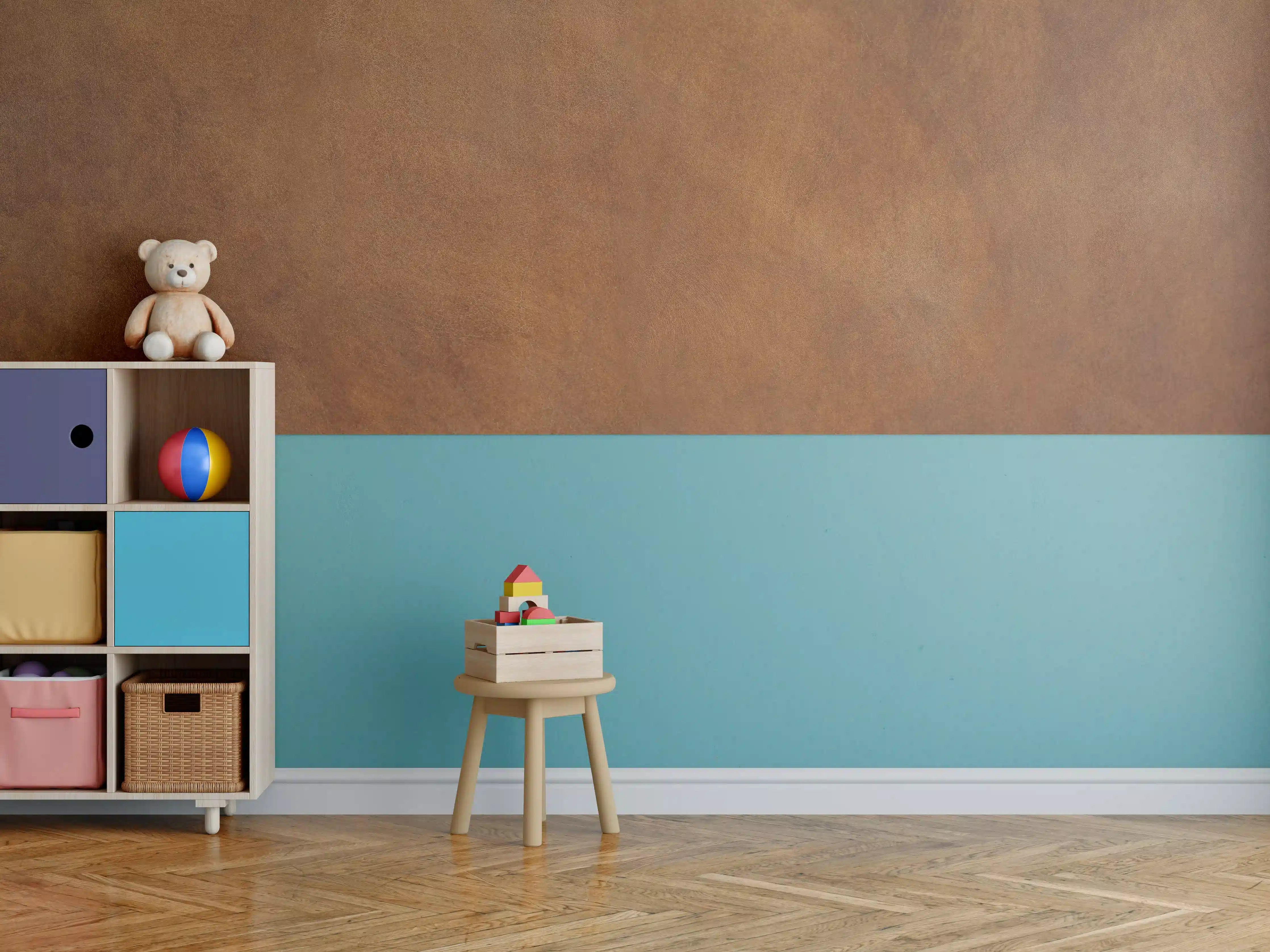 Kinderzimmer Wandgestaltung - Abstrakte braune Ledertextur