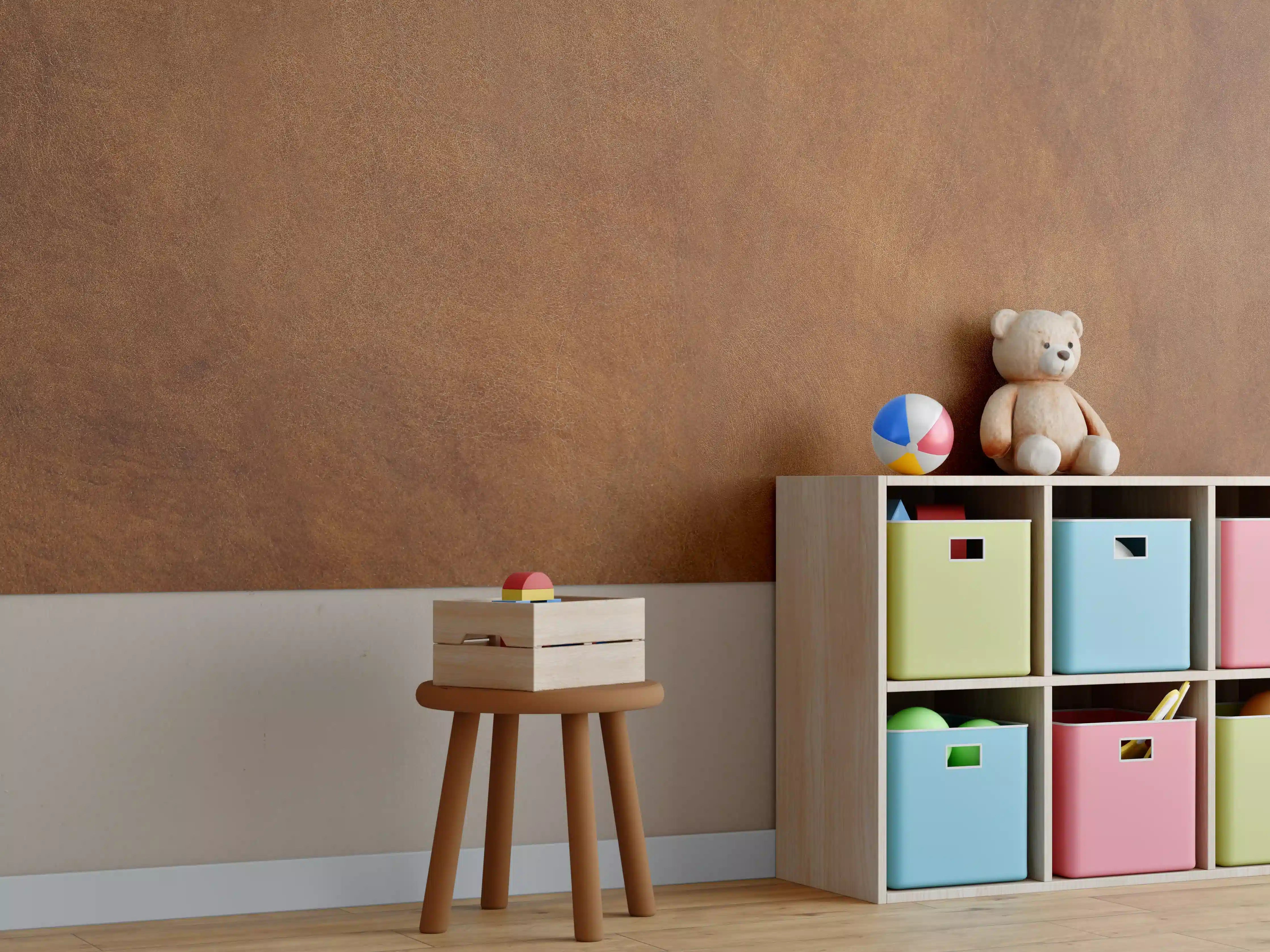 Kinderzimmer Wandgestaltung - Abstrakte braune Ledertextur