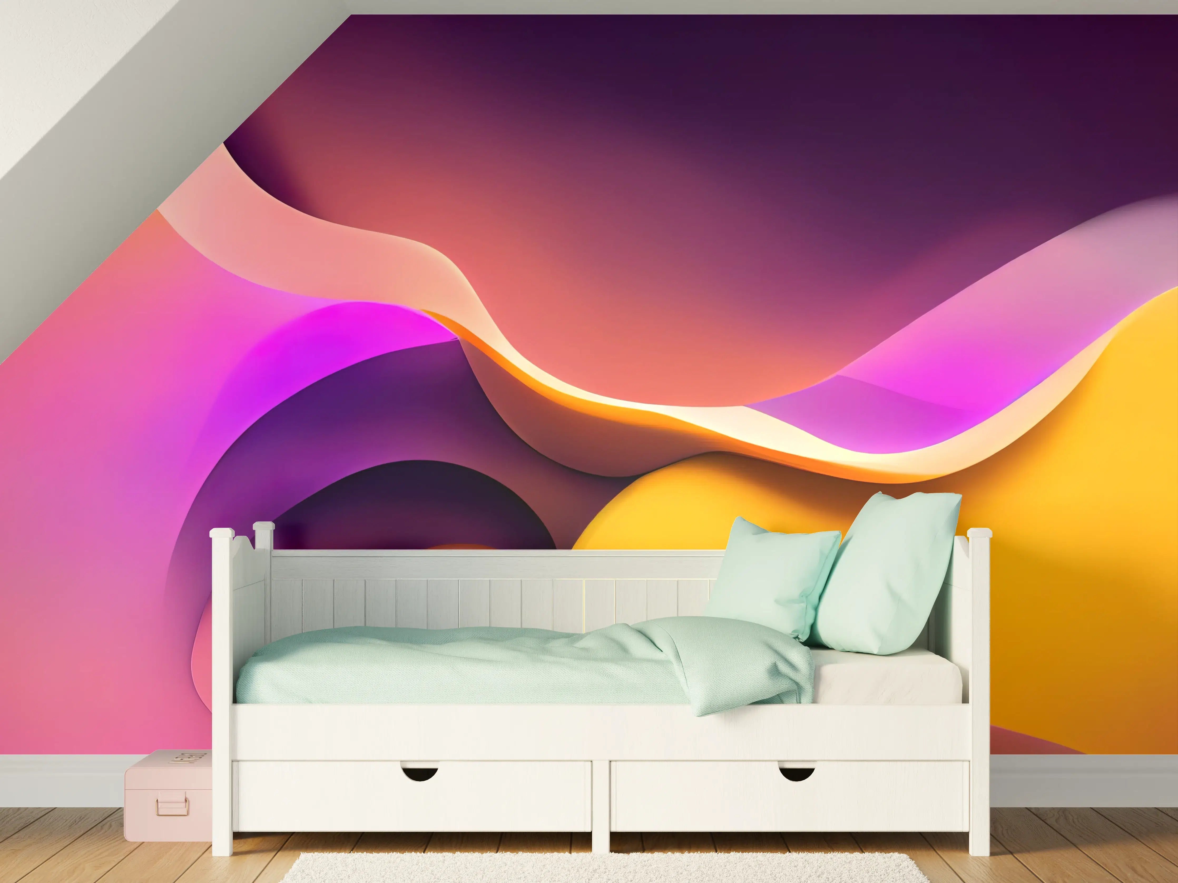 Kinderzimmer Wandgestaltung - Abstrakte bunte Farbpalette in Weichzeichnung