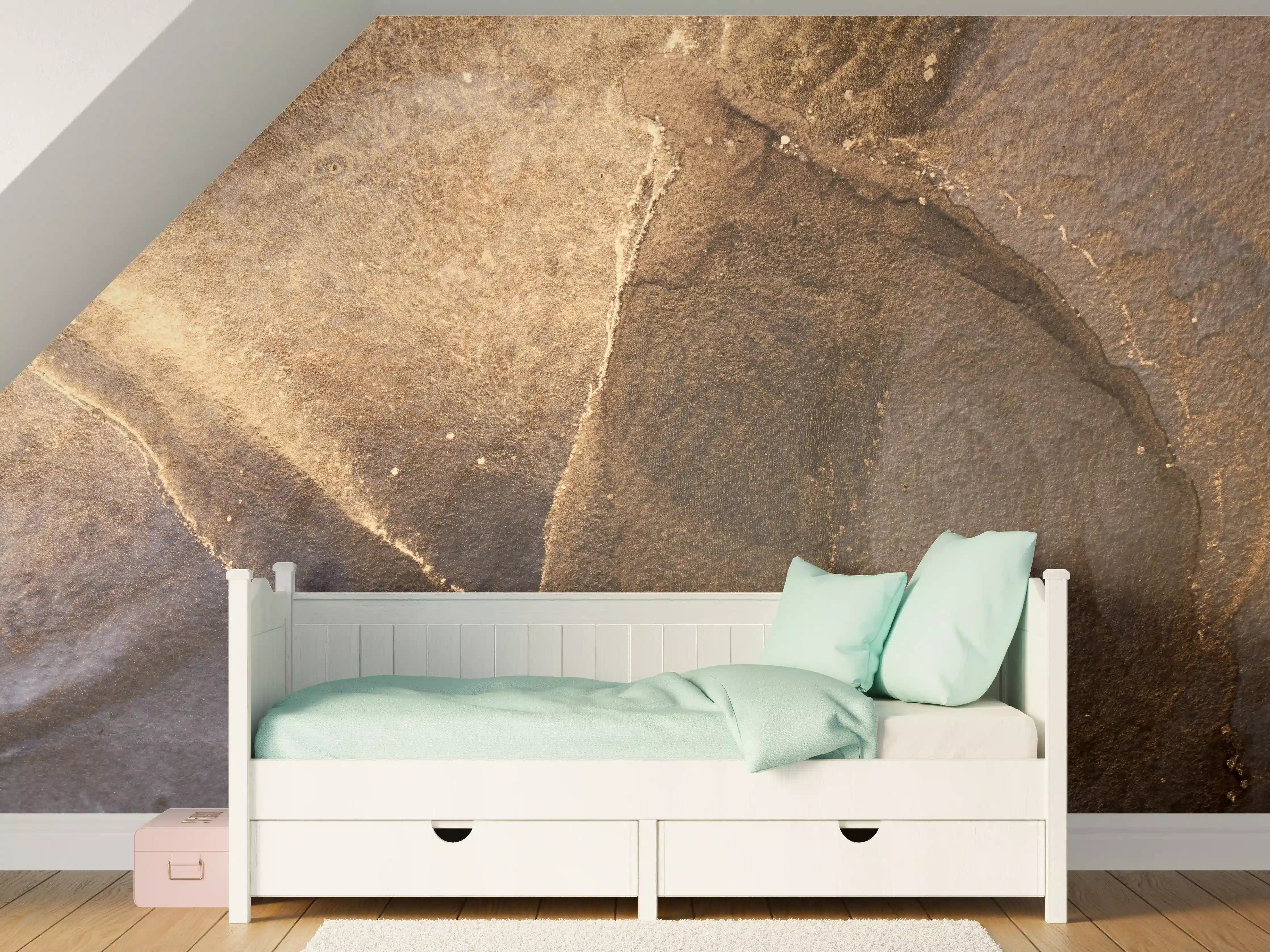 Kinderzimmer Wandgestaltung - Abstrakte dunkle Tinte mit Goldelementen