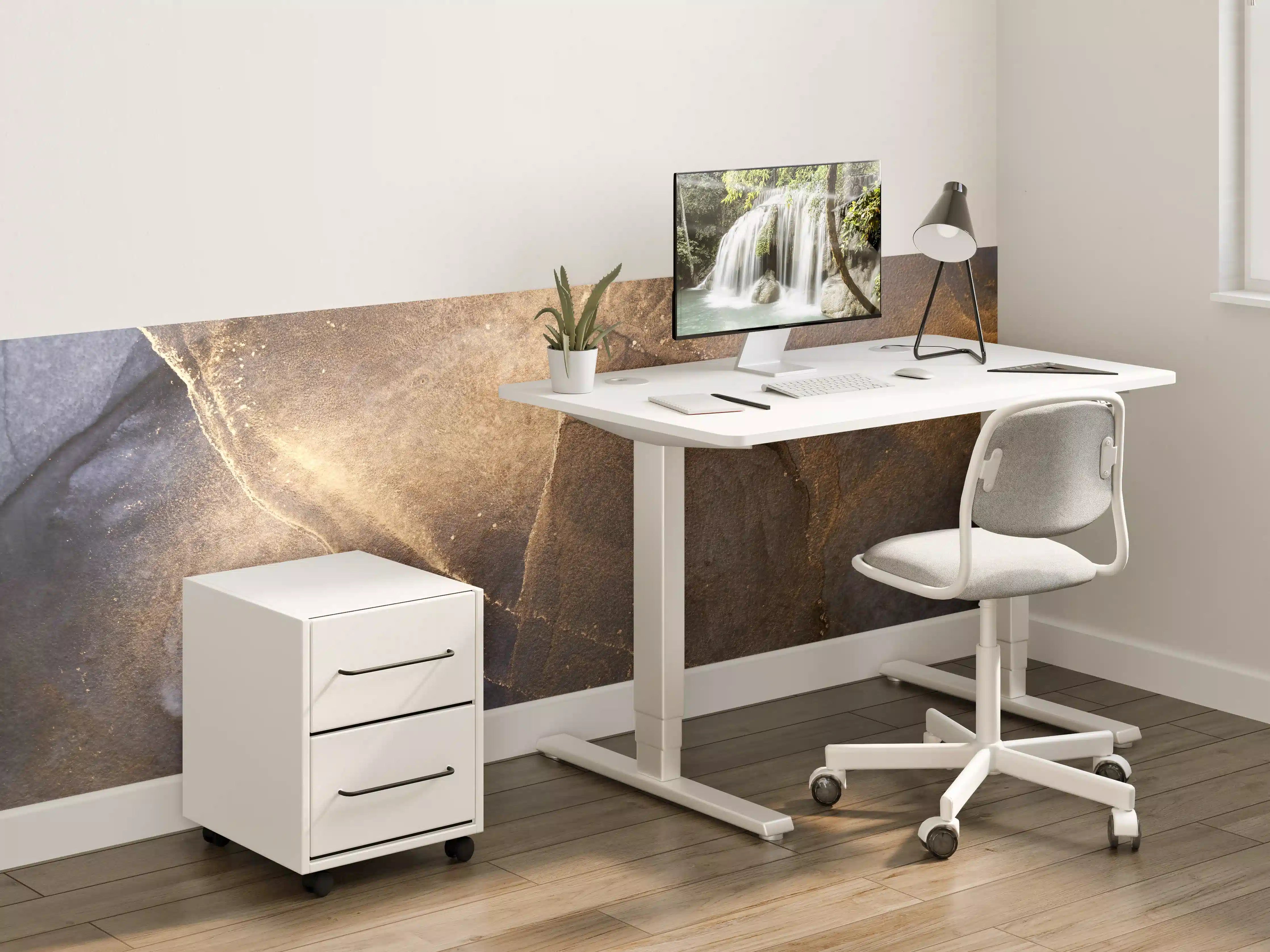 Kinderzimmer Wandgestaltung - Abstrakte dunkle Tinte mit Goldelementen