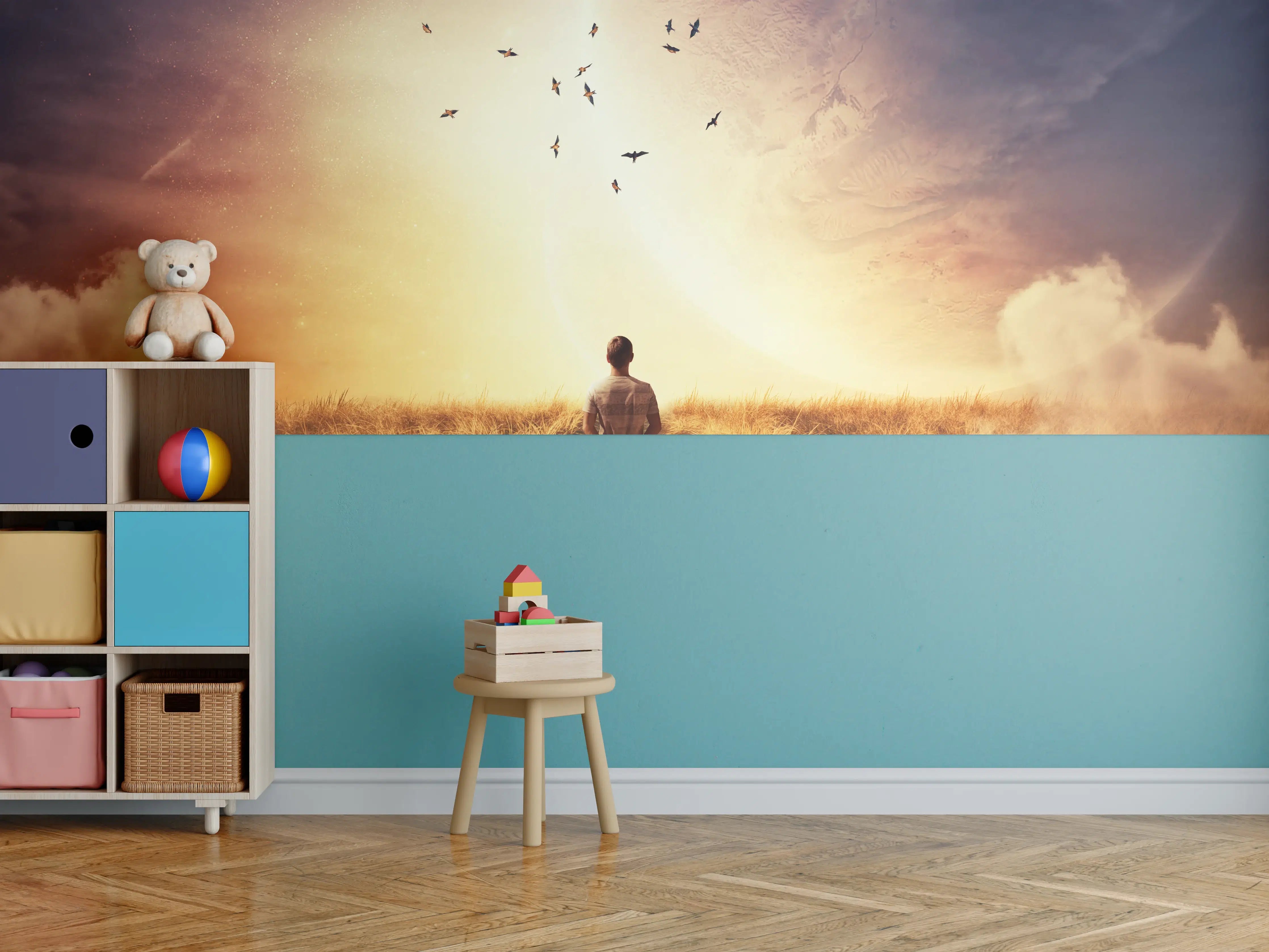 Kinderzimmer Wandgestaltung - Abstrakter kosmischer Ausblick