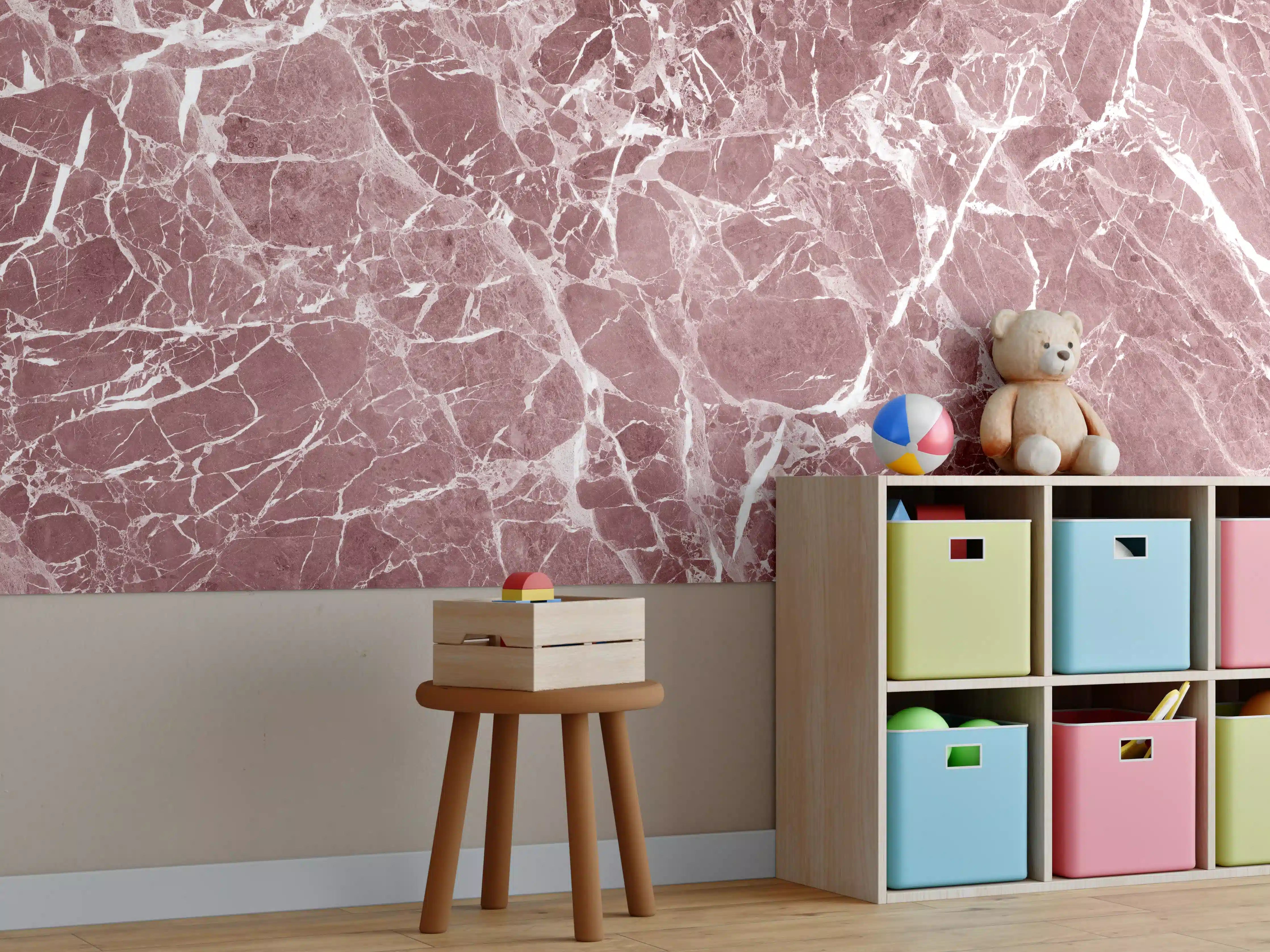 Kinderzimmer Wandgestaltung - Abstrakter roter Marmor Textur