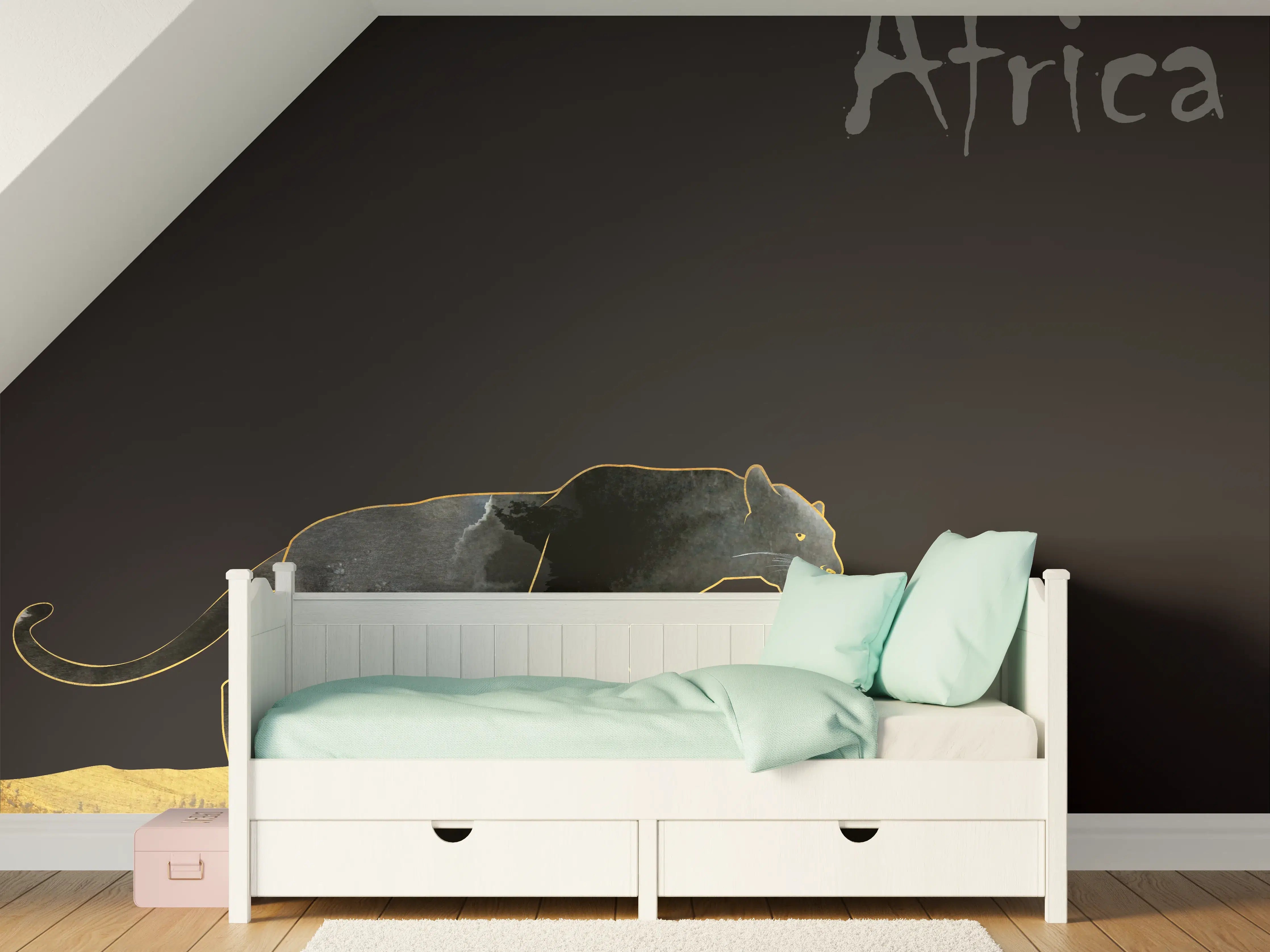 Kinderzimmer Wandgestaltung - Abstrakter schwarzer Panther