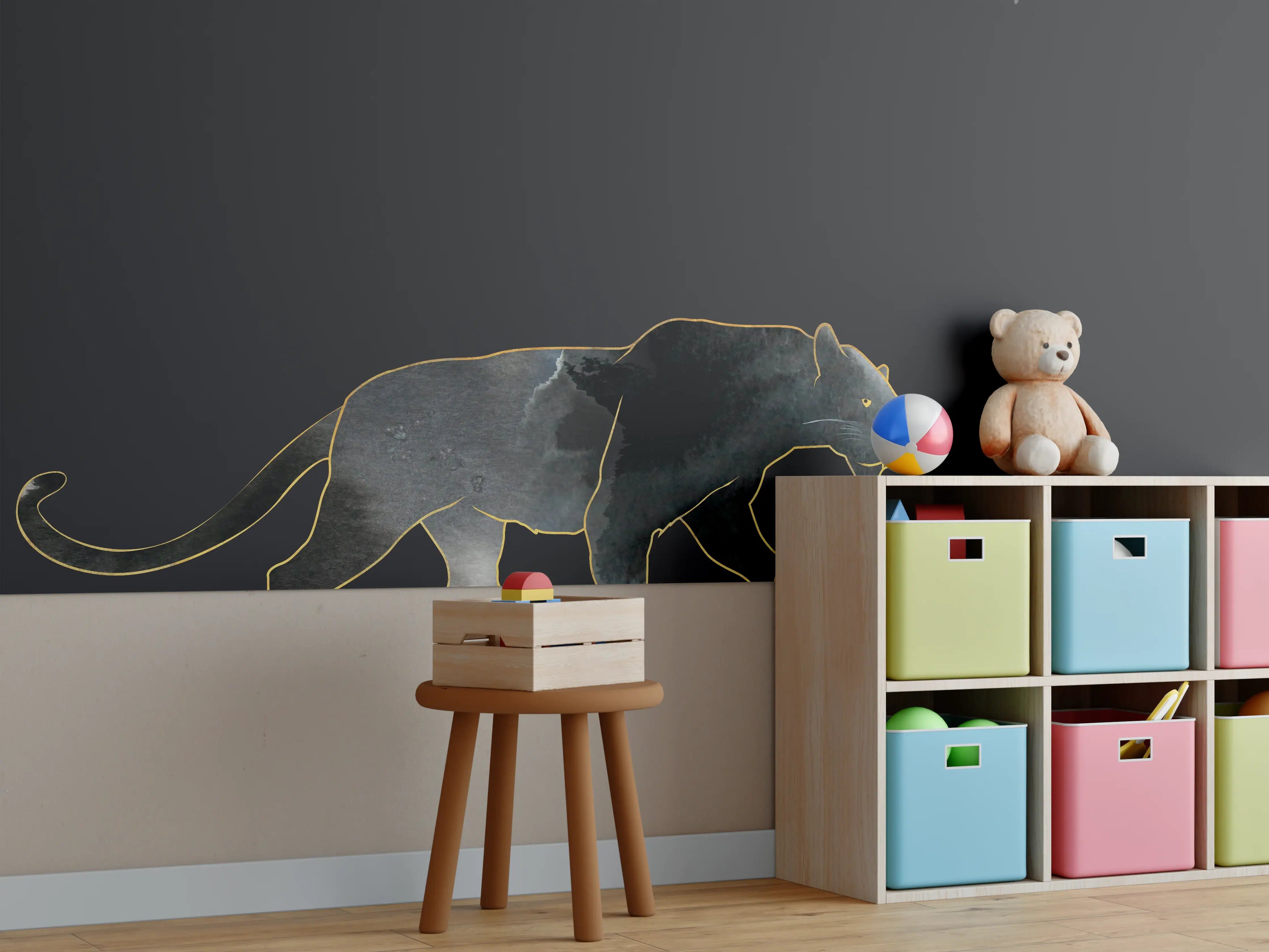 Kinderzimmer Wandgestaltung - Abstrakter schwarzer Panther