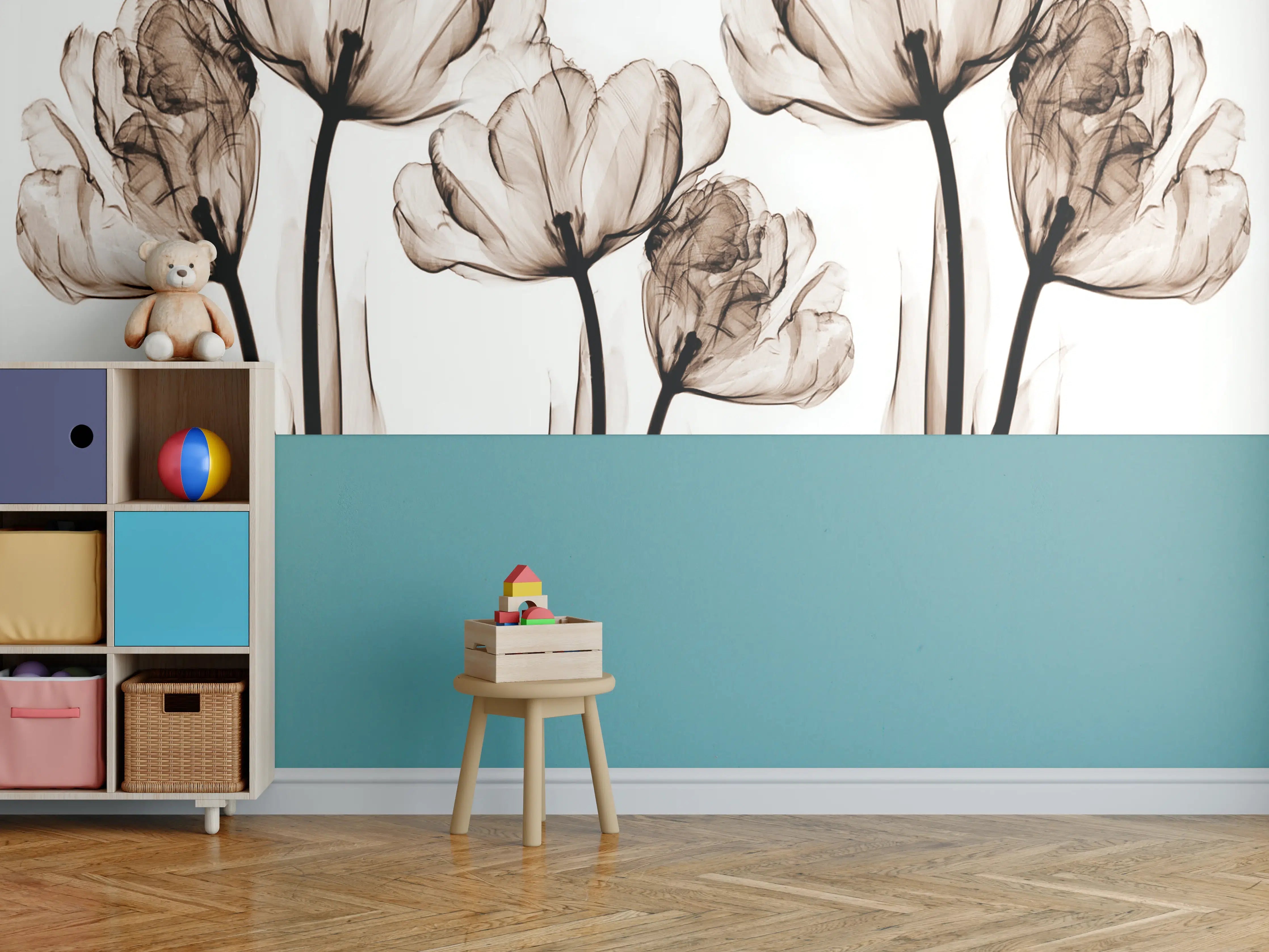 Kinderzimmer Wandgestaltung - Abstraktes Blumendesign