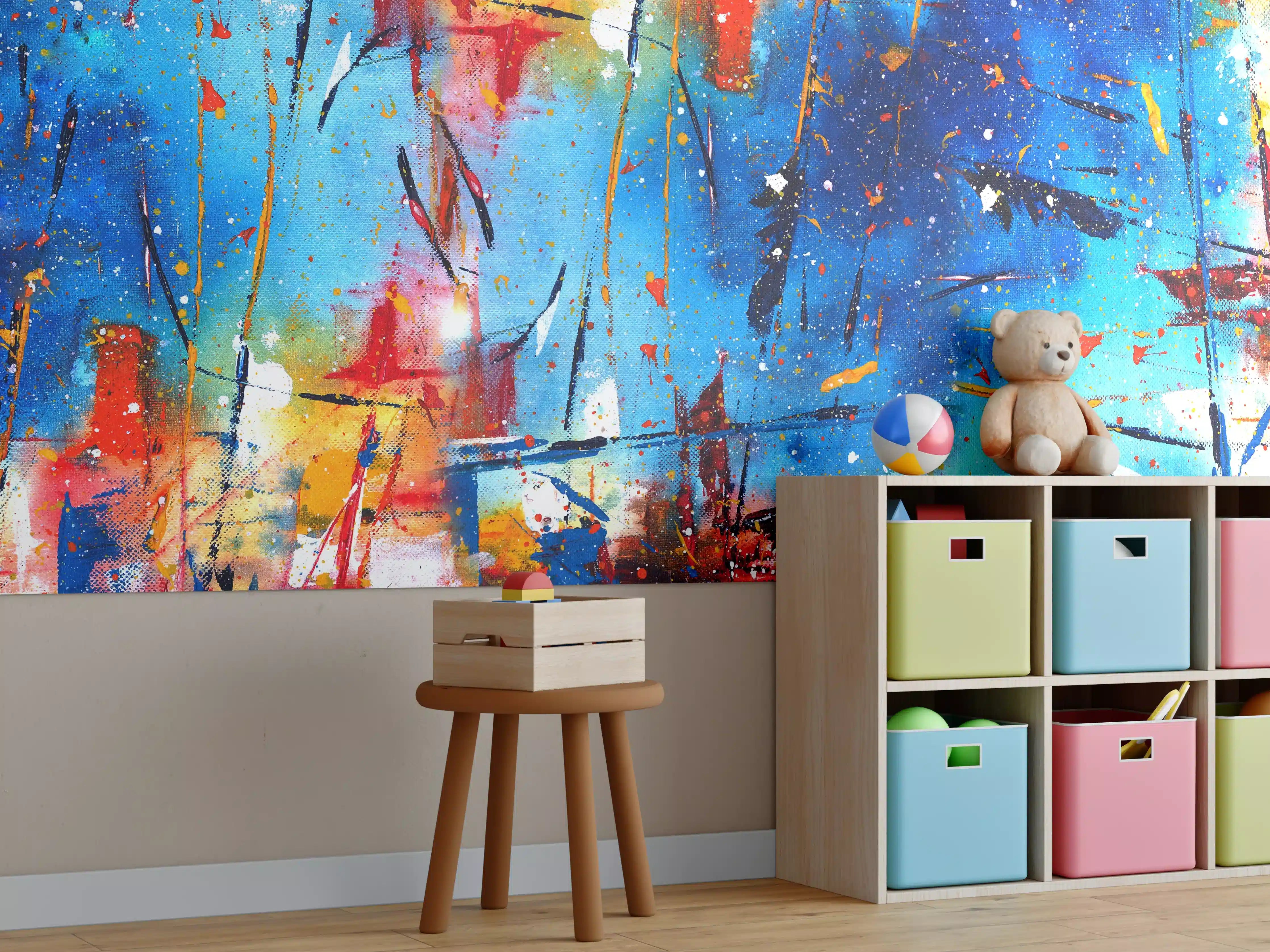 Kinderzimmer Wandgestaltung - Abstraktes Farbe- und Lichtspiel