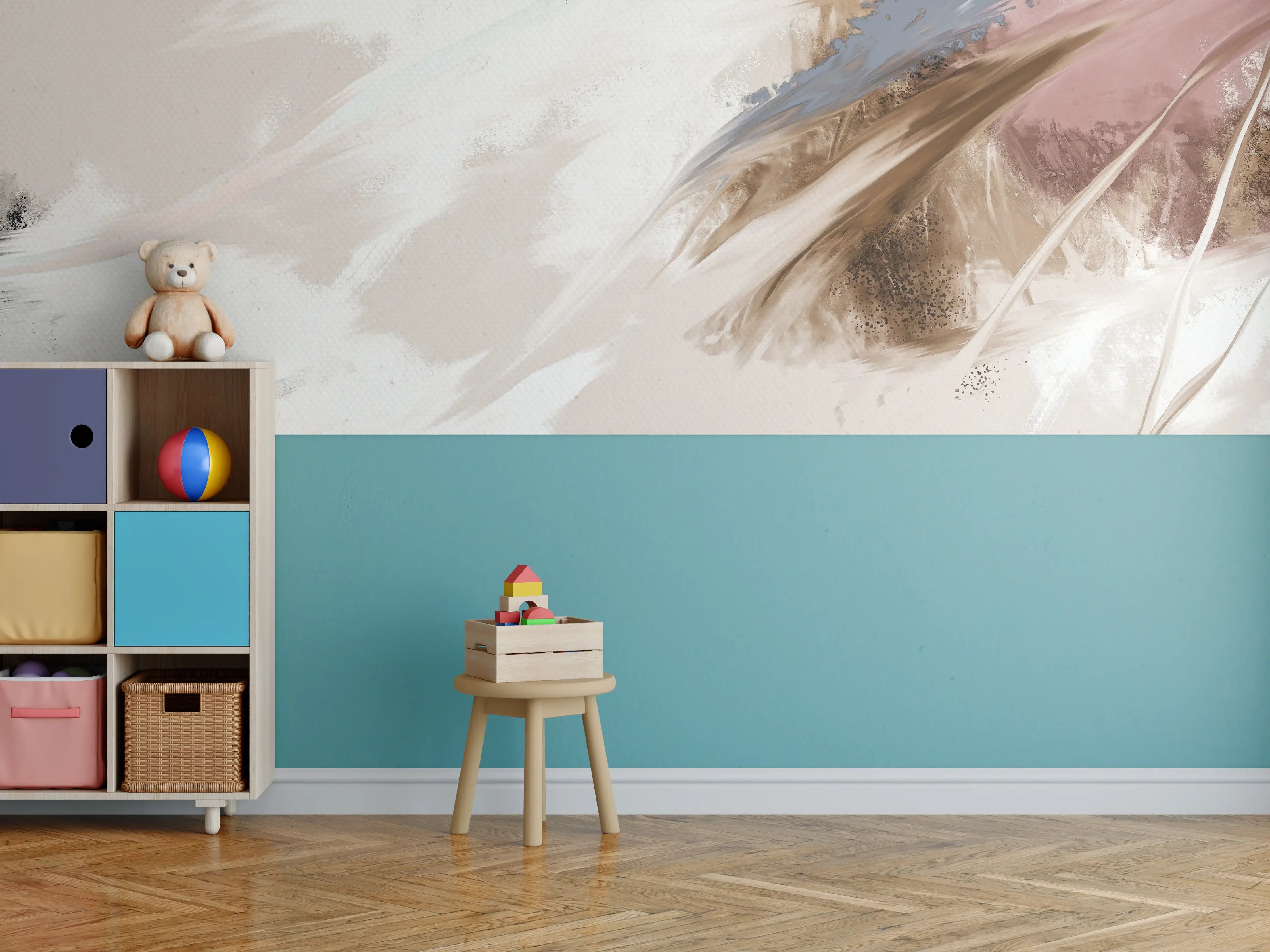 Kinderzimmer Wandgestaltung - Abstraktes Gemälde - Wolken Muster