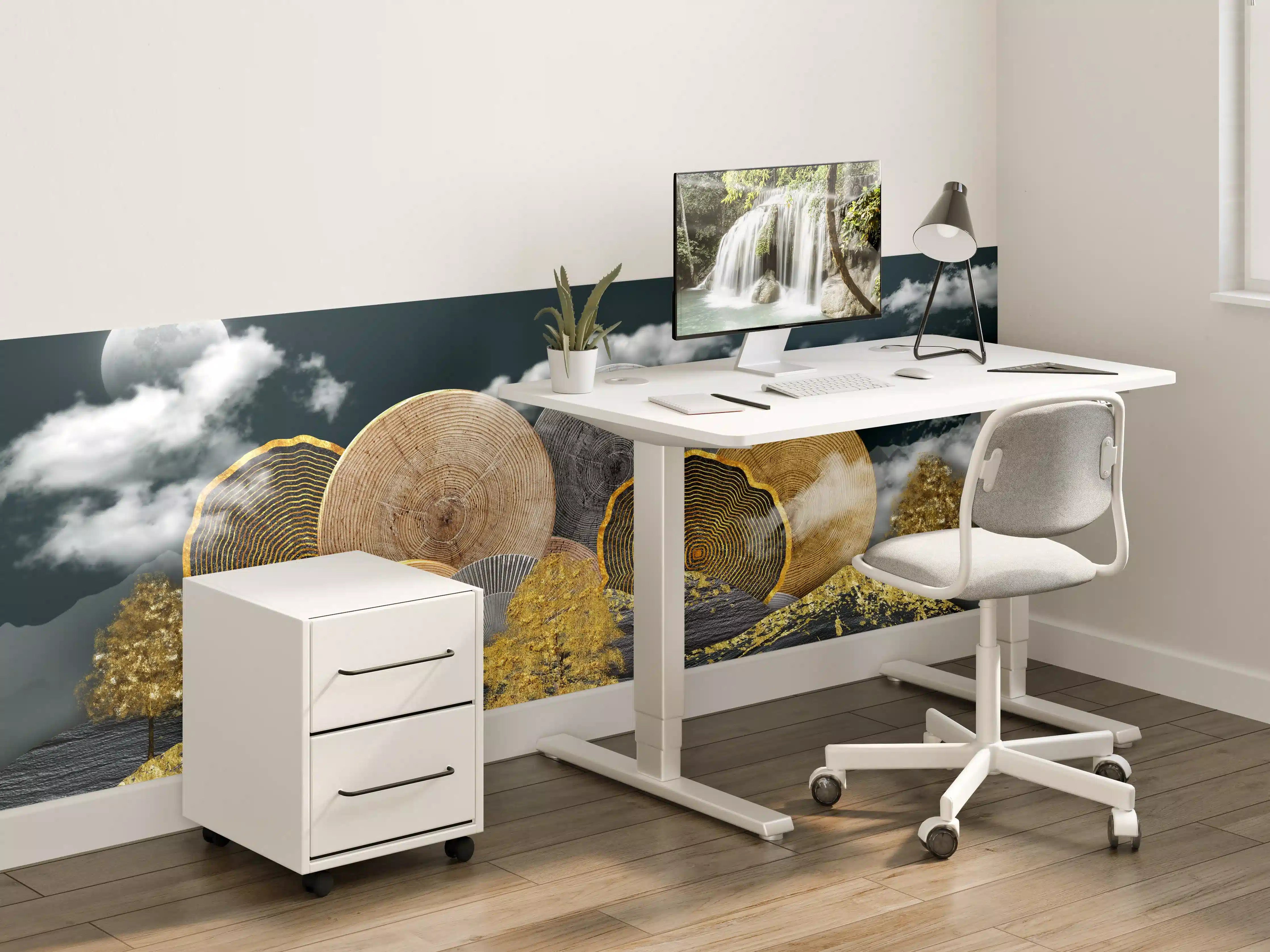 Kinderzimmer Wandgestaltung - Abstraktes Landschaftsmuster - Nächtlich