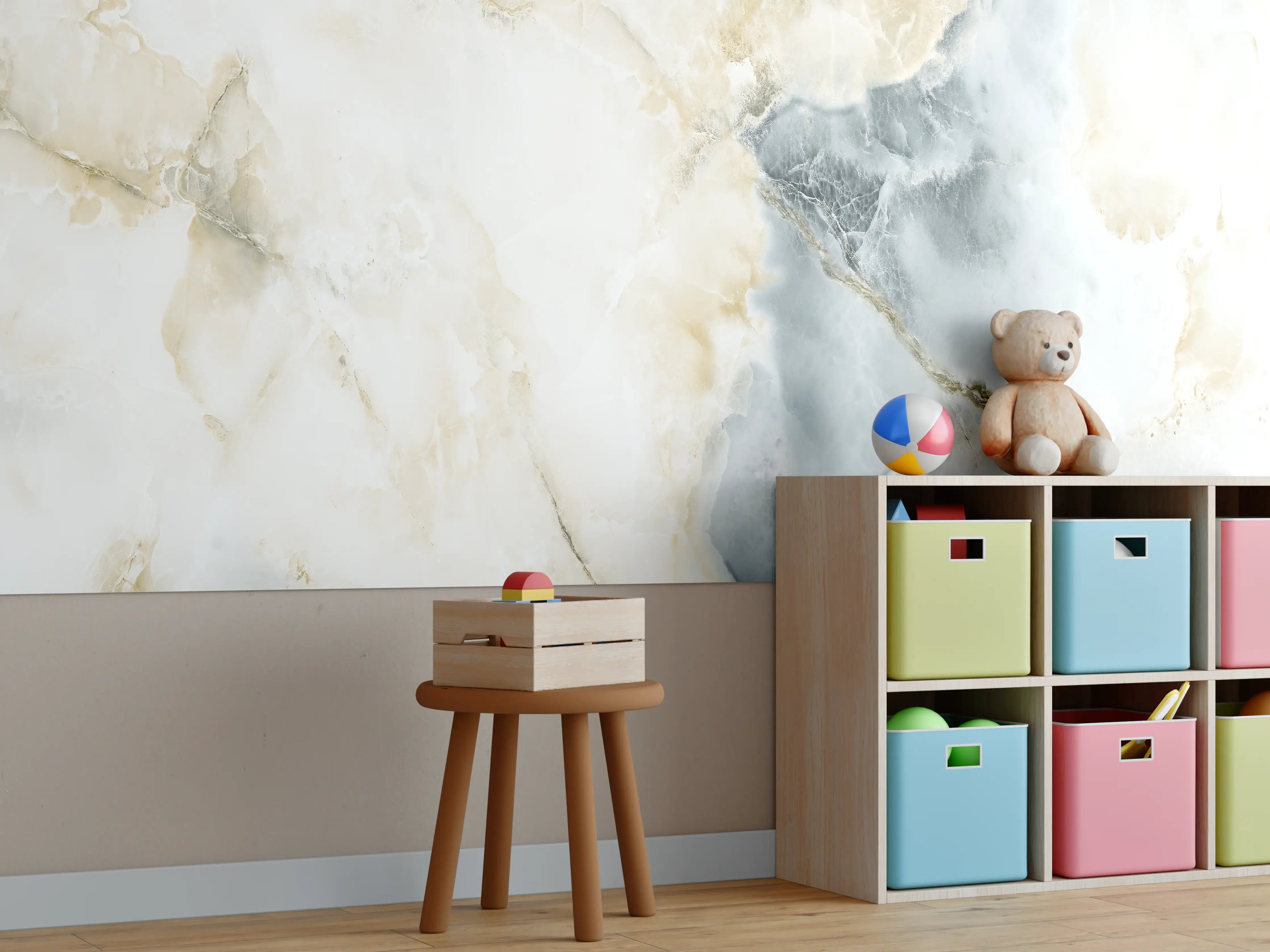 Kinderzimmer Wandgestaltung - Abstraktes Marmormuster