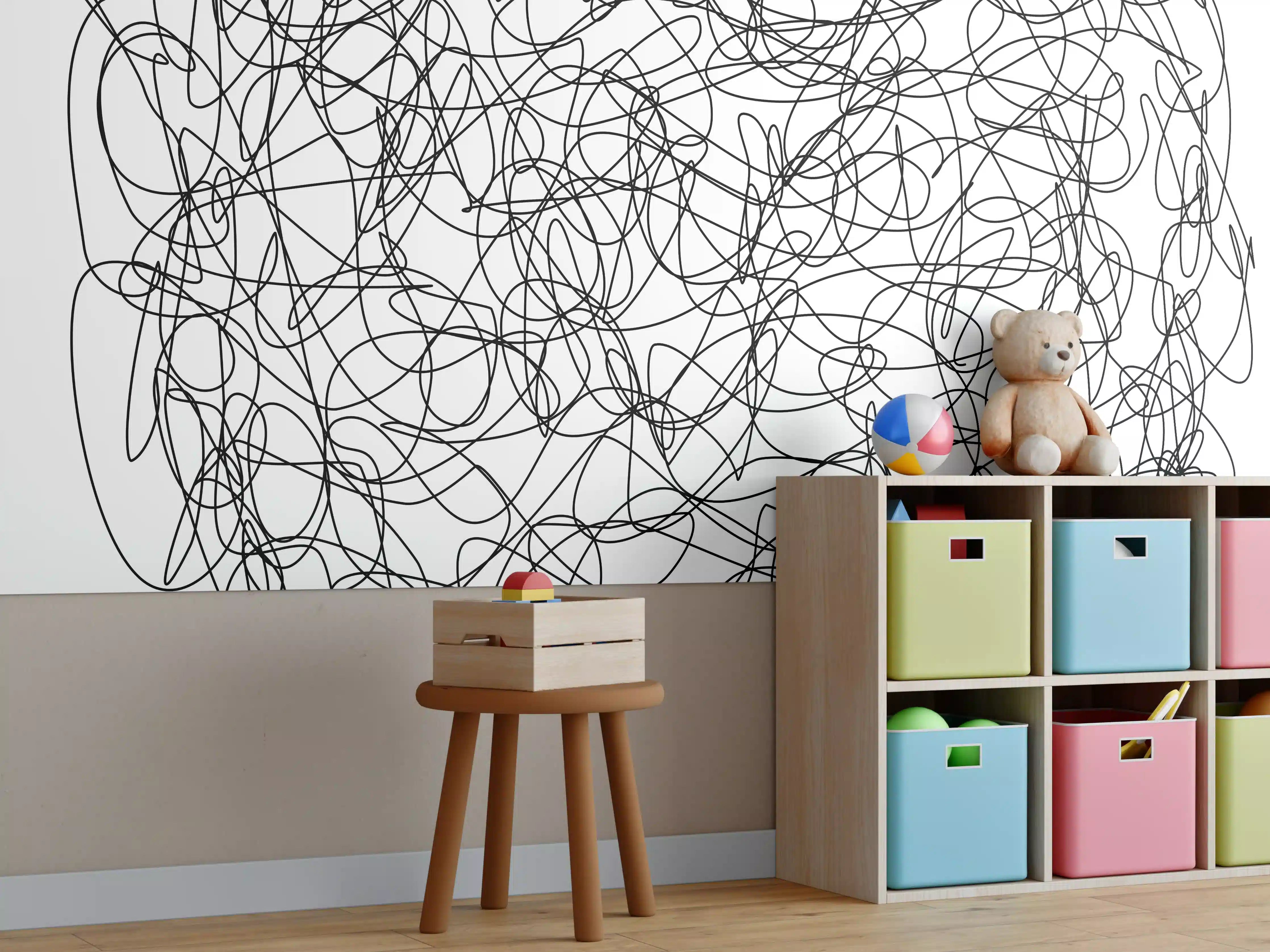 Kinderzimmer Wandgestaltung - Abstraktes doodle