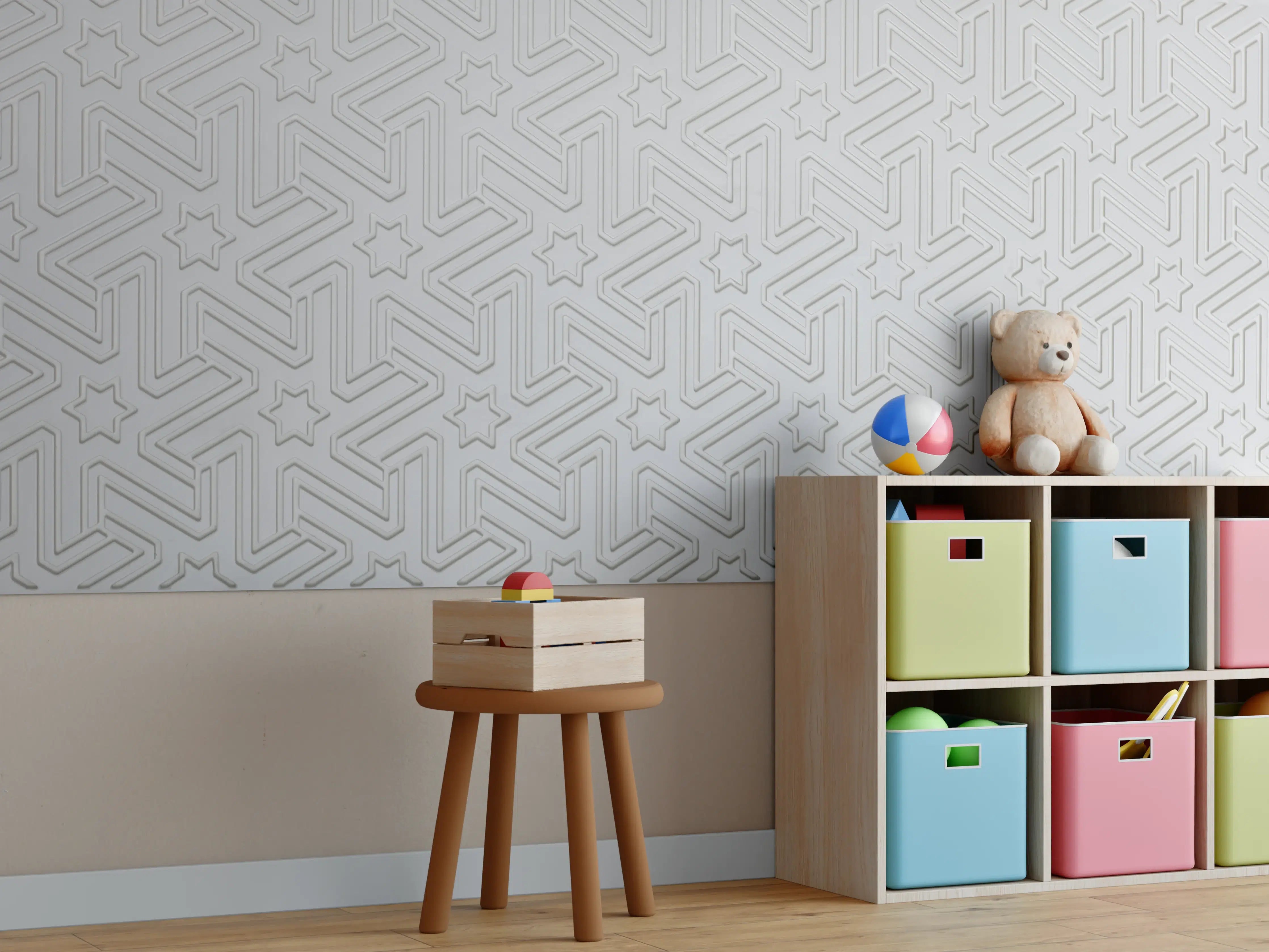 Kinderzimmer Wandgestaltung - Abstraktes geometrisches Fliesenmuster