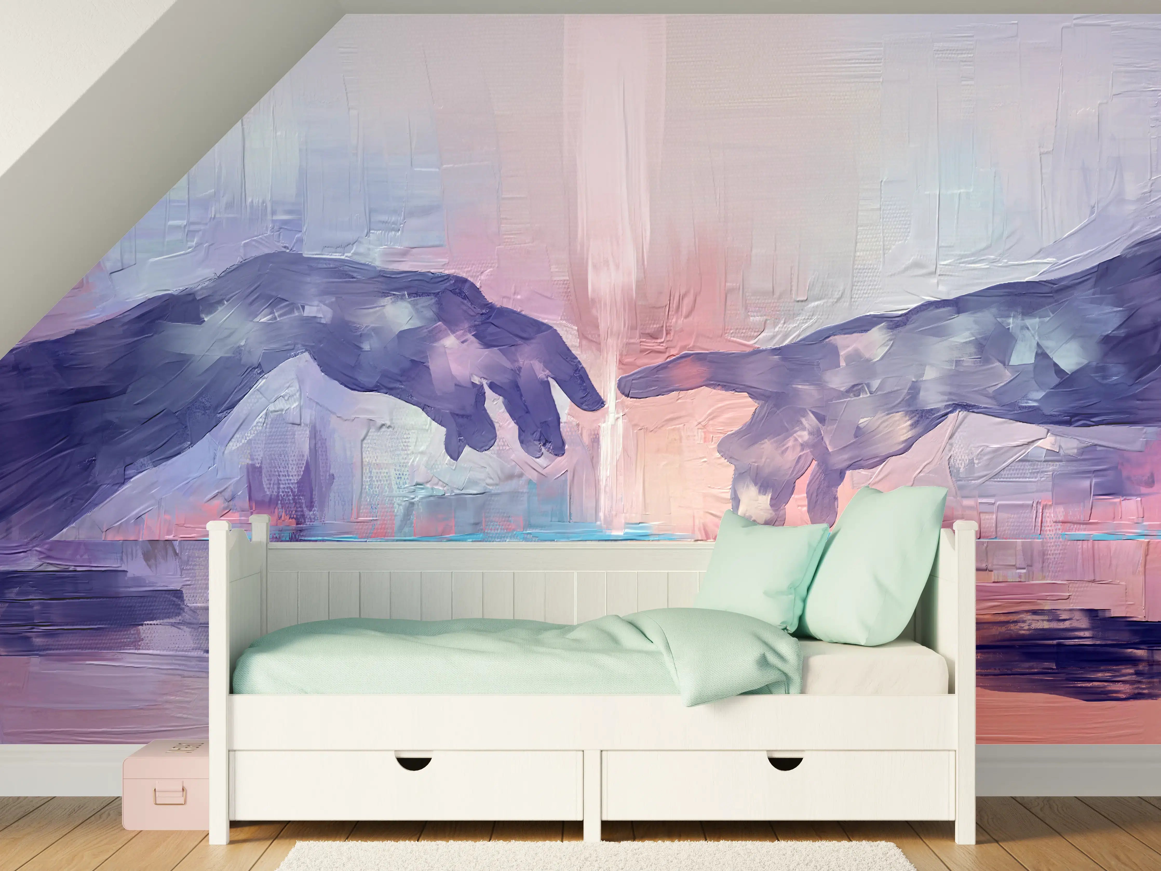 Kinderzimmer Wandgestaltung - Acryl Malerei - Zwei Hände